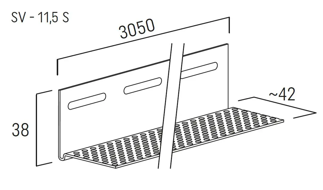 Lüftungsprofil für Fassadenverkleidung PVC silber 305 x 4,2 cm 