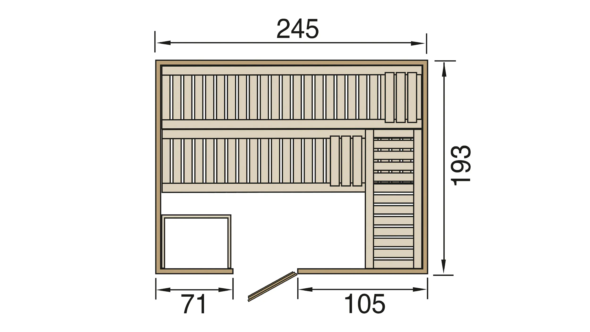 Weka Massivholz-Elementsauna Kemi 3 mit Glastür