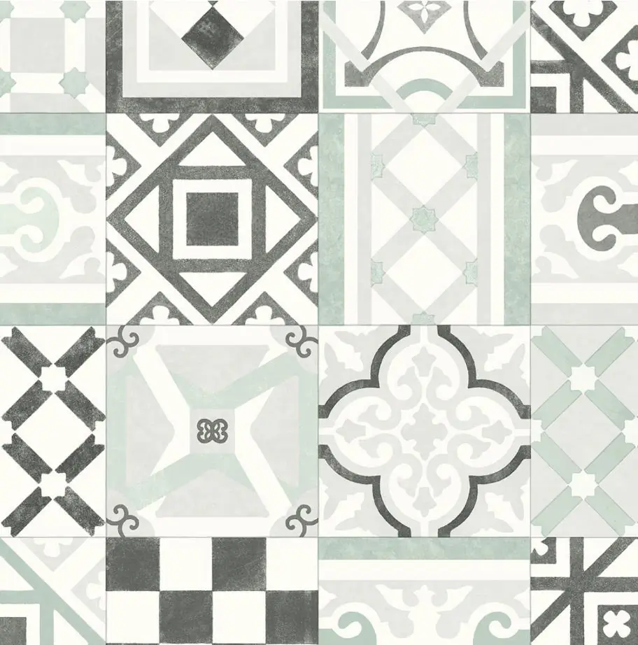 Bodenbelag Vinyl 2 m Fliesenoptik türkis/grau