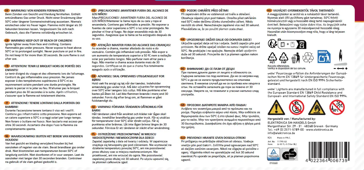 Unilite Reibradfeuerzeuge 10er Blister