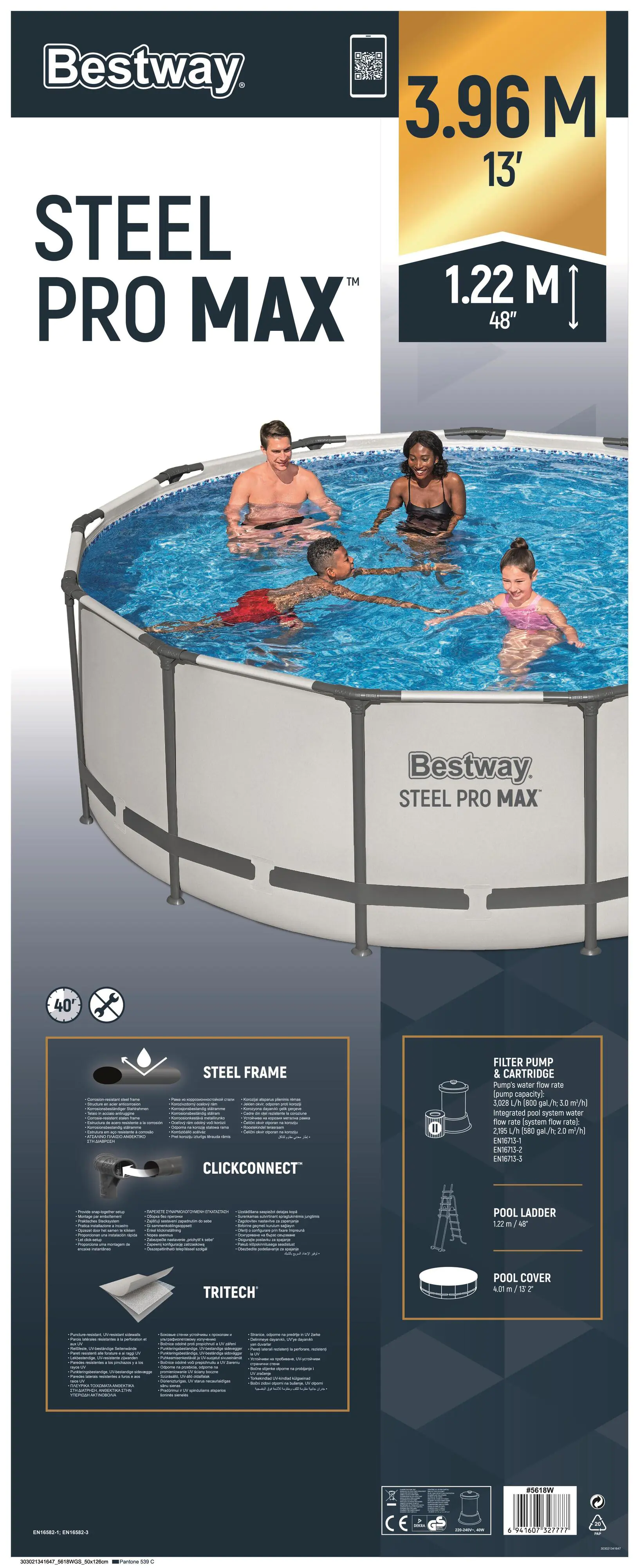 Bestway Aufstellpool Komplett-Set Steel Pro Max Ø 396 x 122 cm Bestway Aufstellpool Komplett-Set Steel Pro Max Ø 396 x 122 cm