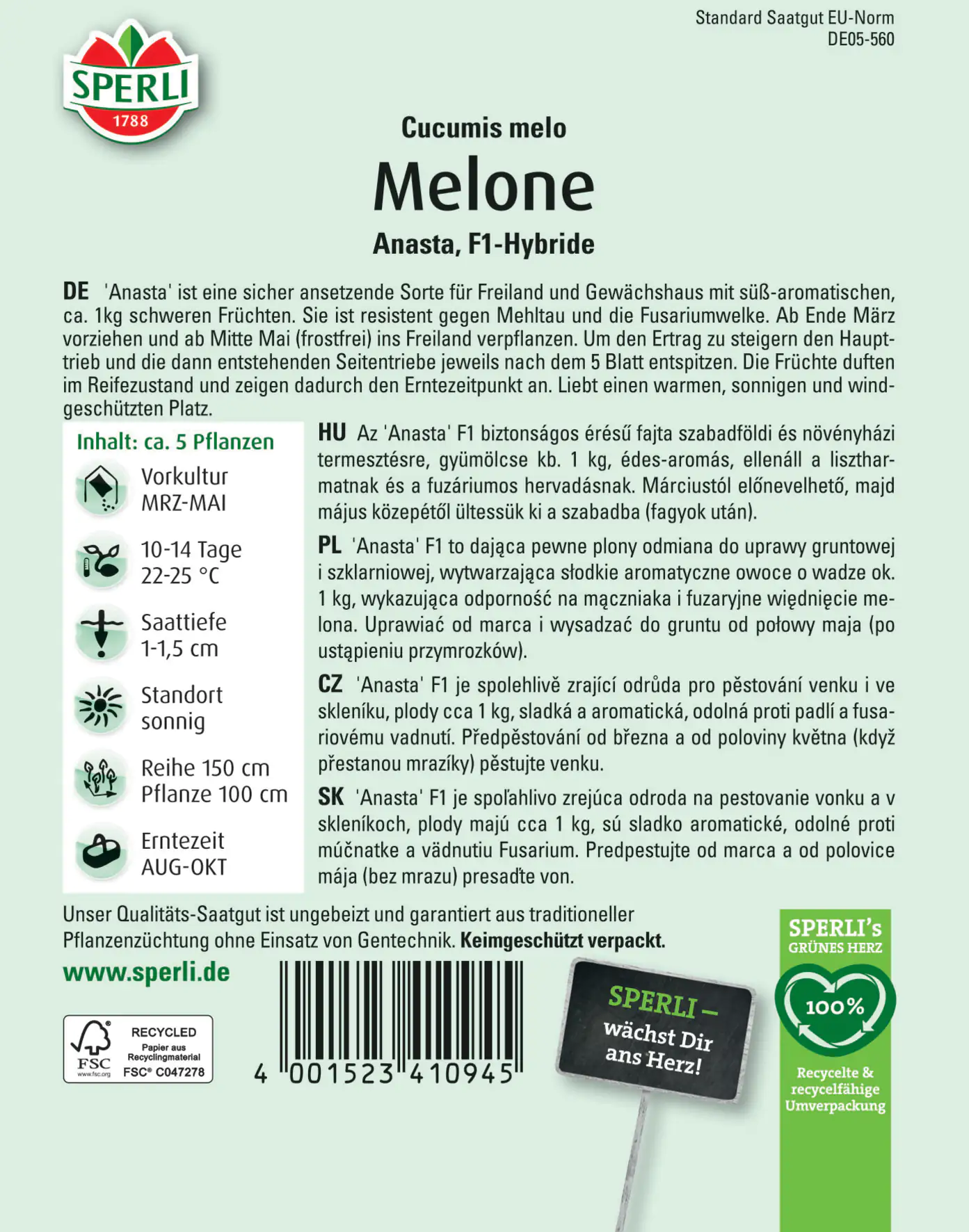 Sperli Zuckermelone Anasta F1