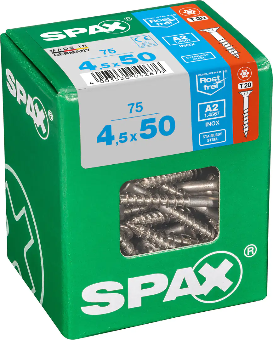 Spax Universalschrauben 4.5 x 50 mm TX 20 Senkkopf - 75 Stk.