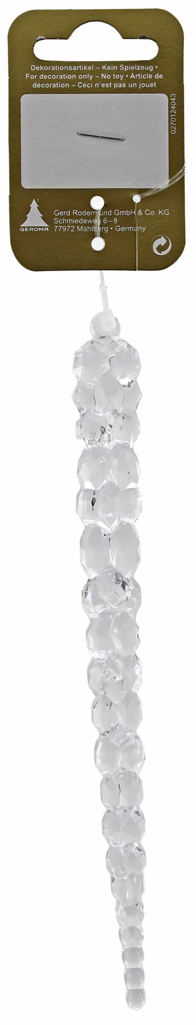 Weihnachtsanhänger Eiszapfen aus Kunststoff 7 cm transparent 1 Stück