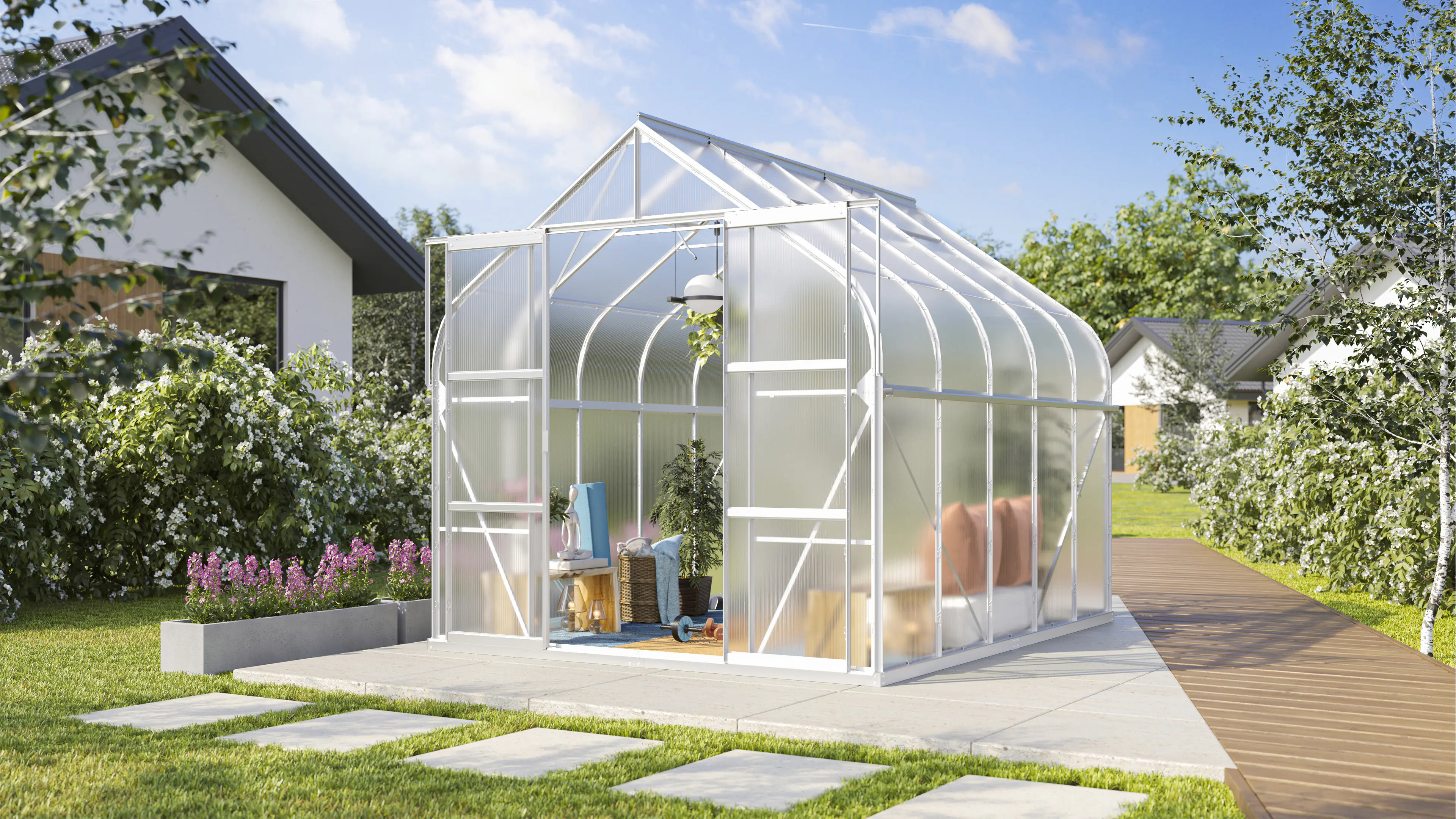 Vitavia Gewächshaus-Set Dione 8300 HKP 4 mm alu 254 x 316 cm 