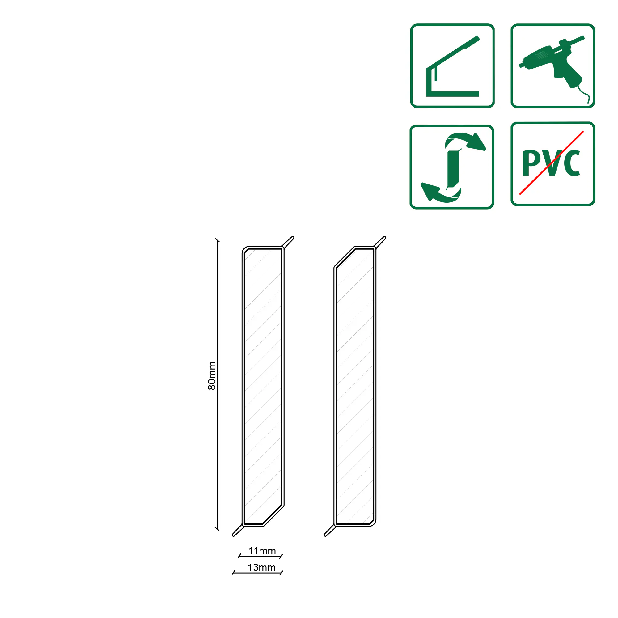 Neuhofer Fußleiste MDF 240 cm x 80 x 13 mm weiß 