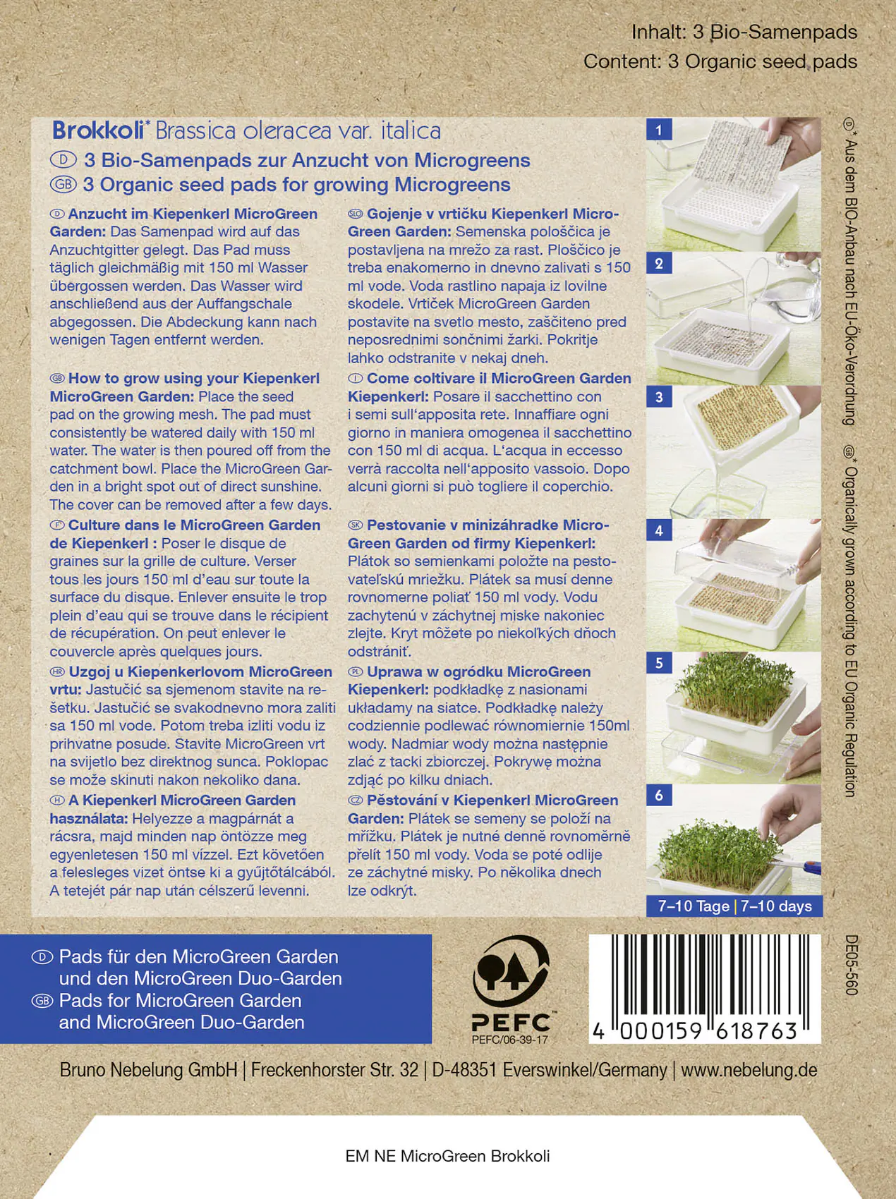 Kiepenkerl Saatgut Profi Line Nachfüllpads MicroGreen Bio Brokkoli 3 Stück