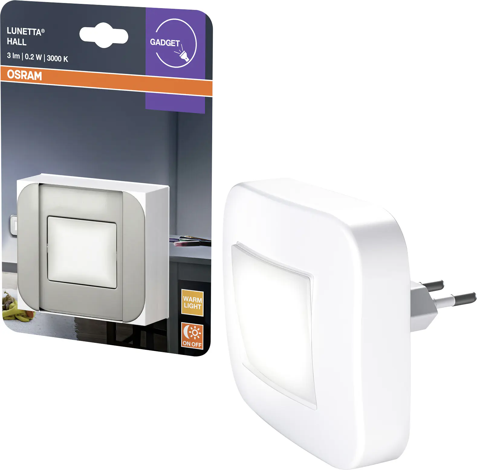 Osram LED-Nachtlicht Lunetta Hall mit Tag-/Nacht Sensor 8,4 cm warmweiß weiß 