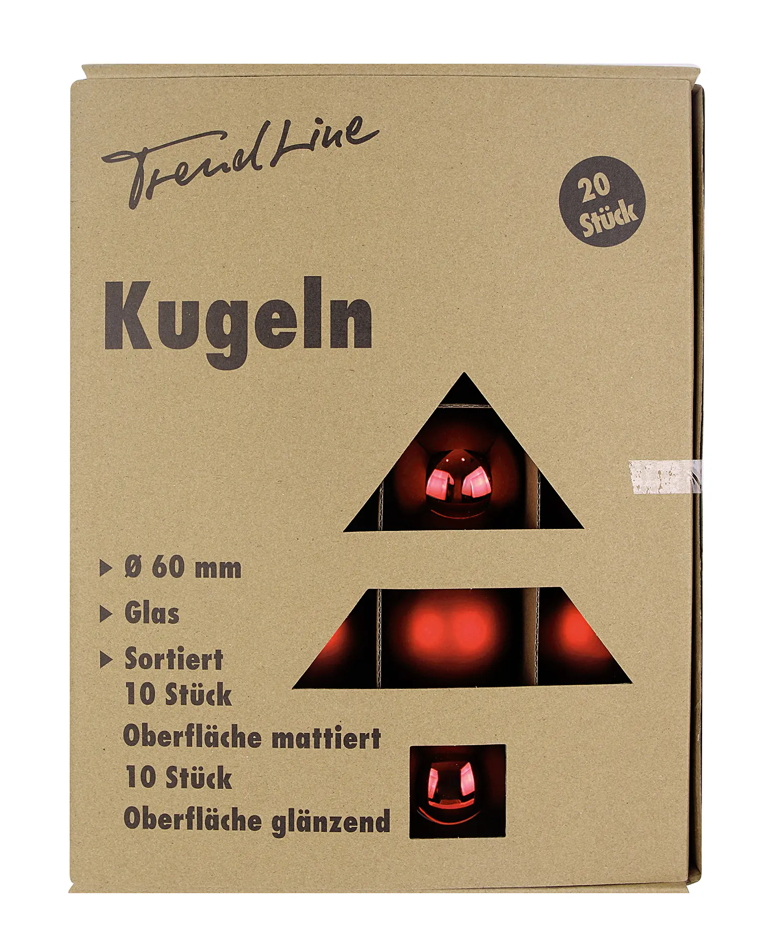 TrendLine Weihnachtskugeln aus Glas Ø 6 cm rot 20 Stück