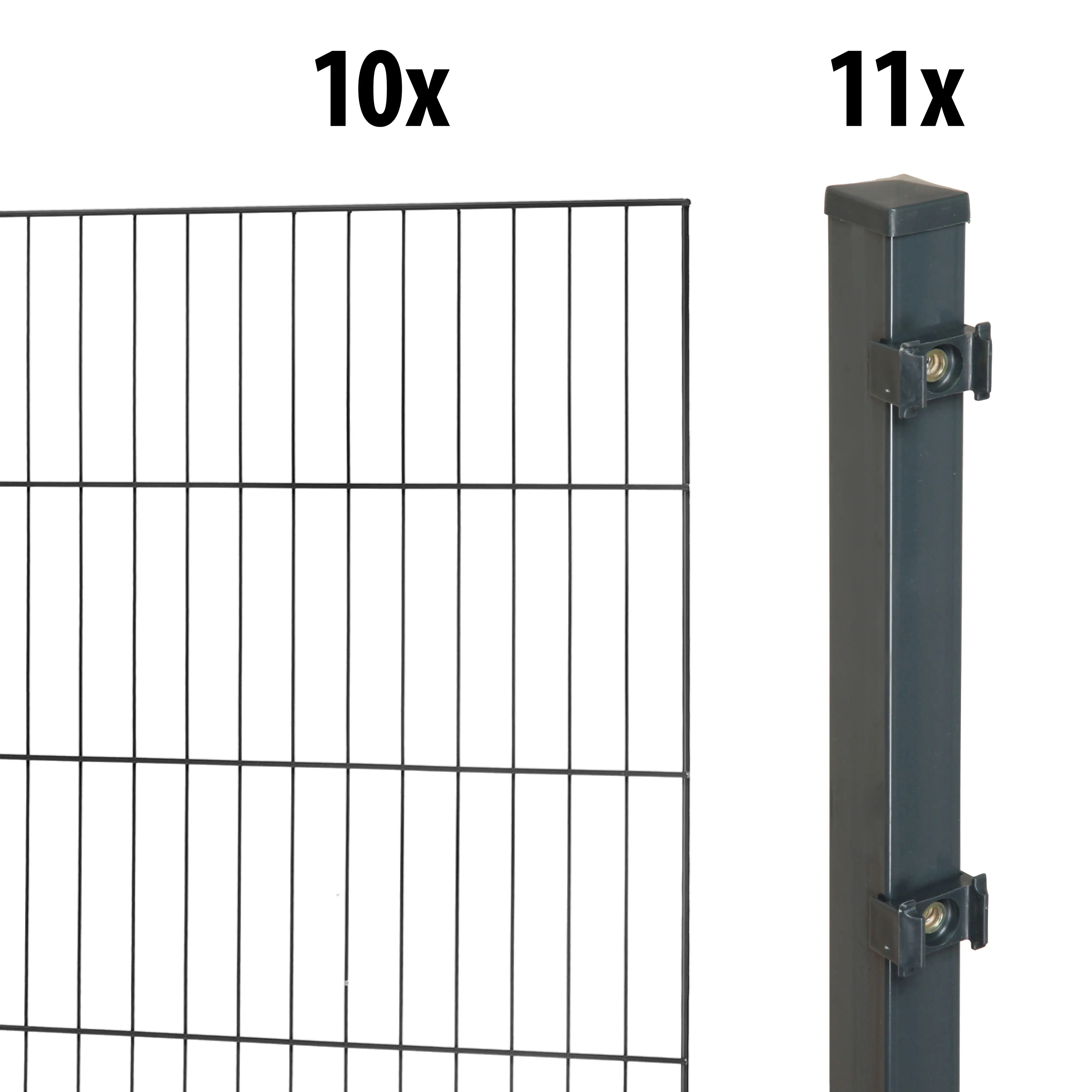 Floraworld Einstabmatten-Zaun Set Classic 20 m 200 x 150 cm inkl. 11x Pfosten 220 cm anthrazit
