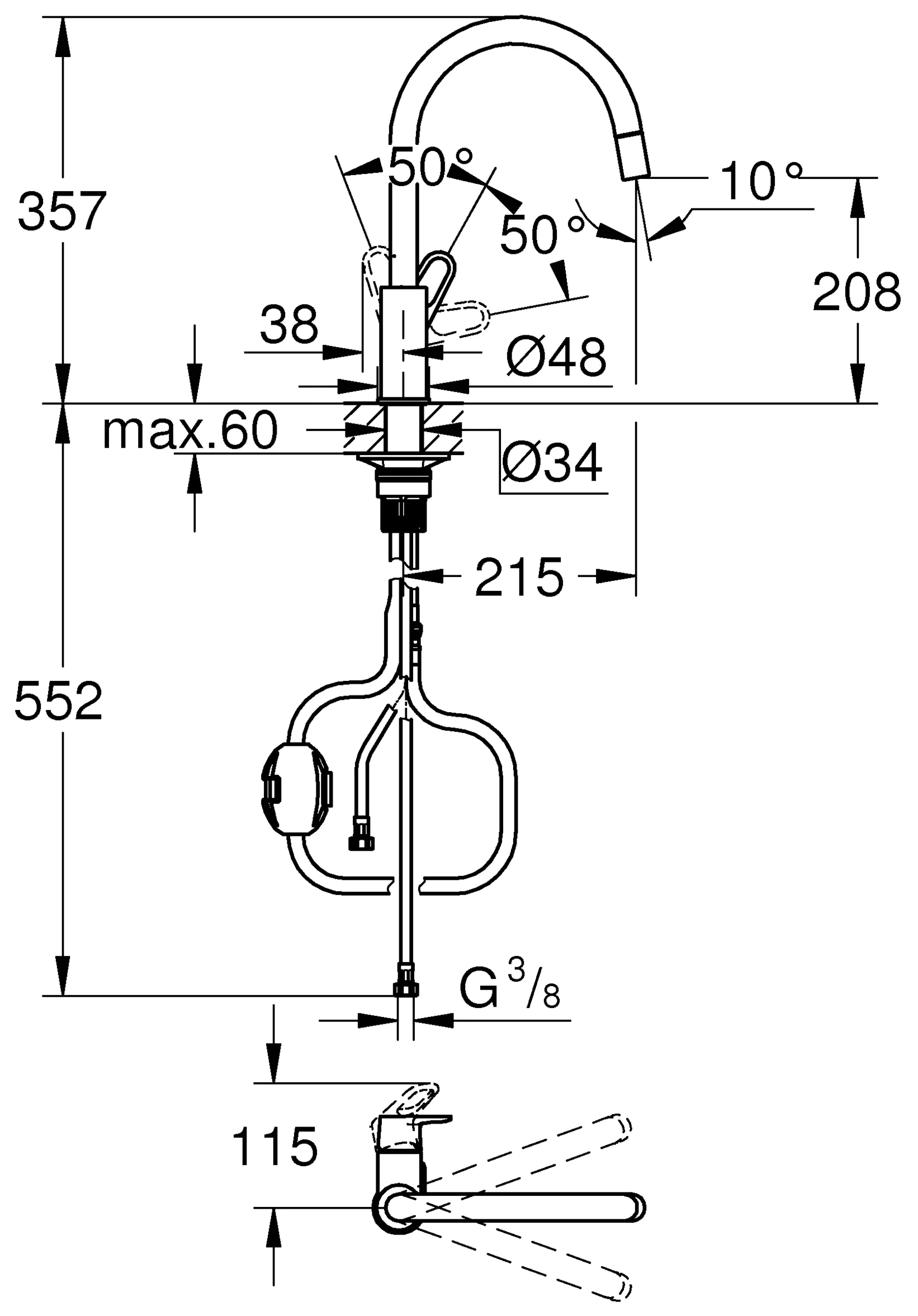 Grohe Küchenarmatur Start Flow verchromt mit herausziehbarer Brause Grohe Küchenarmatur Start Flow verchromt mit herausziehbarer Brause