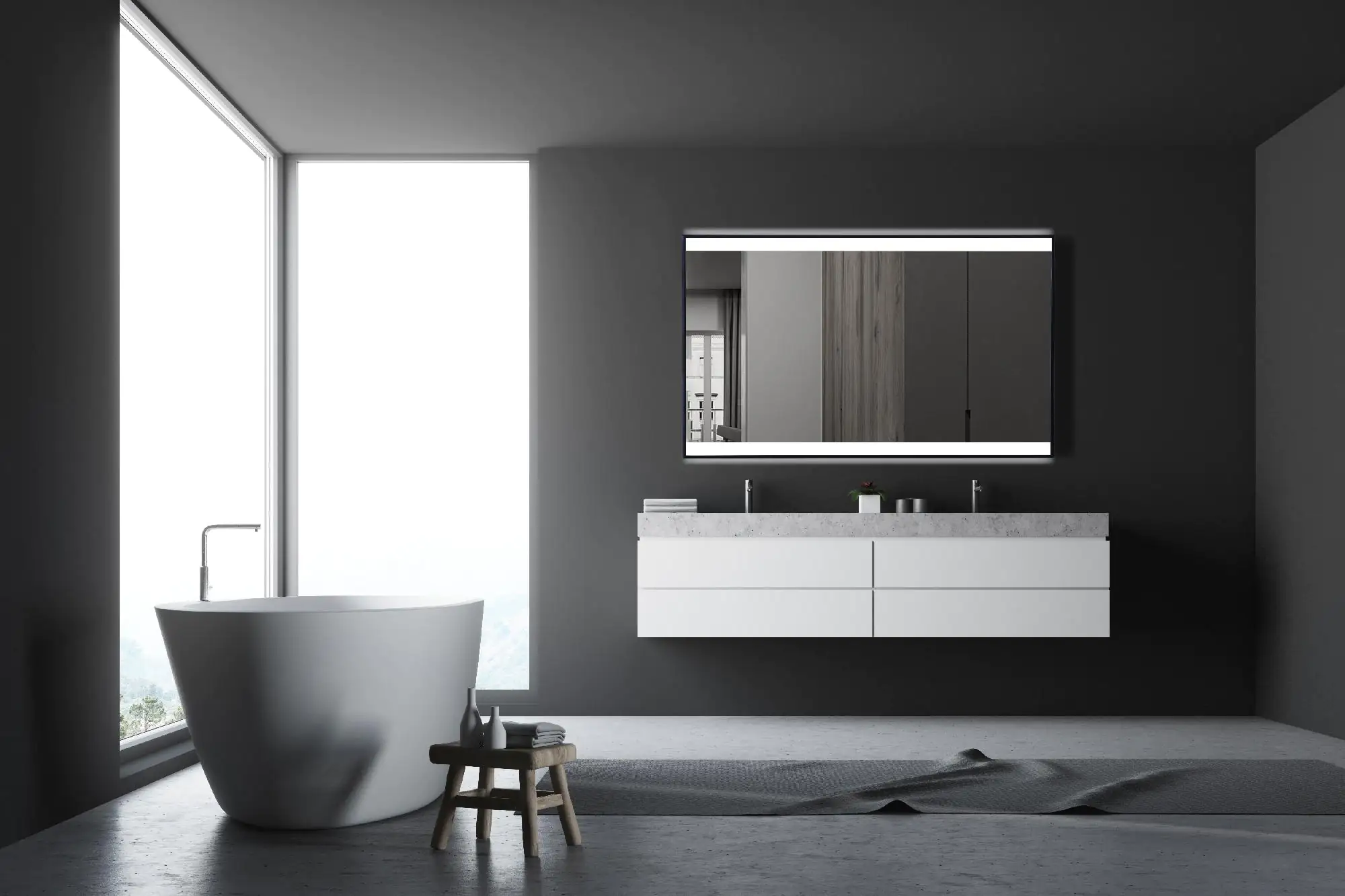 DSK LED Lichtspiegel Black Stark 120 x 70 cm, schwarz