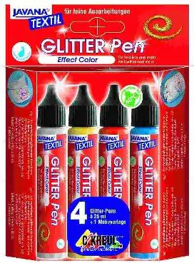 Kreul Javana Stoffmalfarben Glitter Set helle & dunkle Stoffe Pen 4 x 25 ml