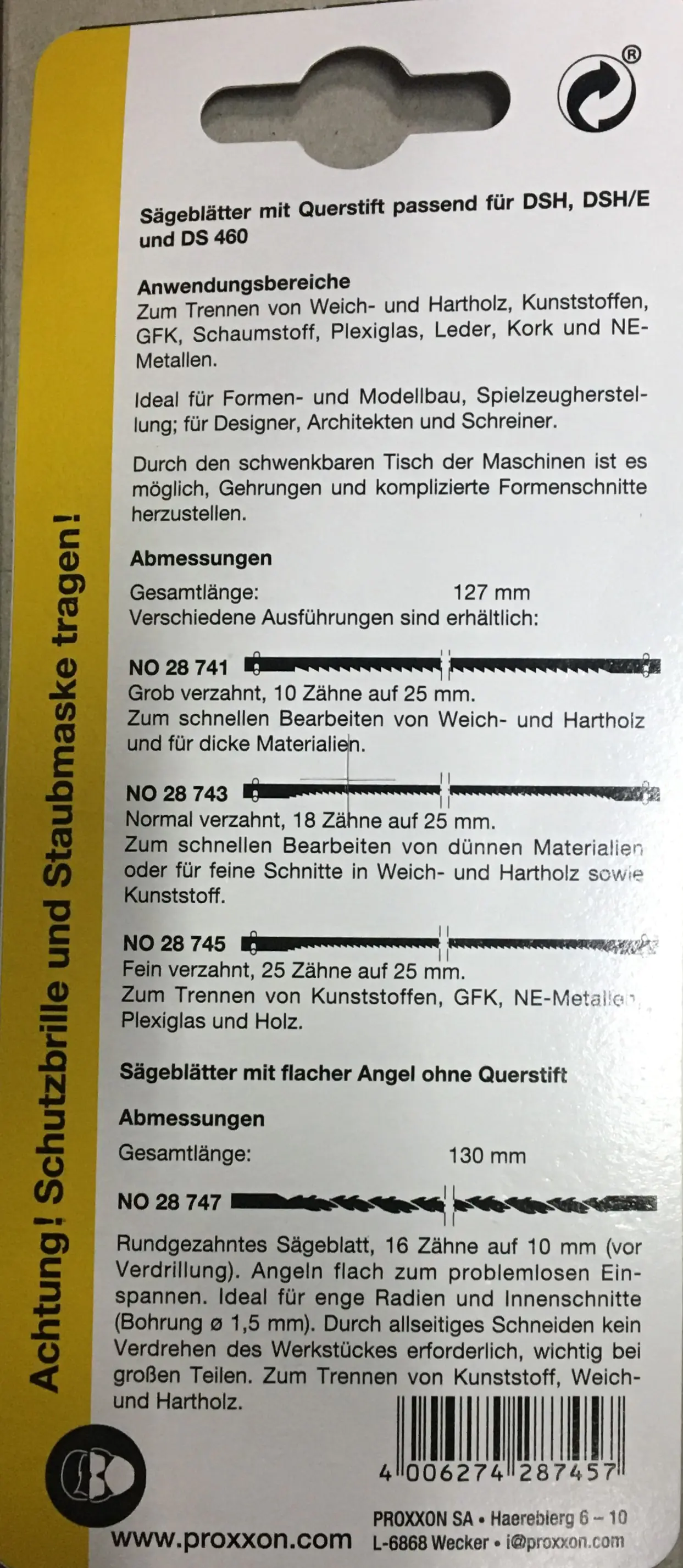 Proxxon Micromot Sägeblätter mit Querstift fein 25 Zähne 25 mm