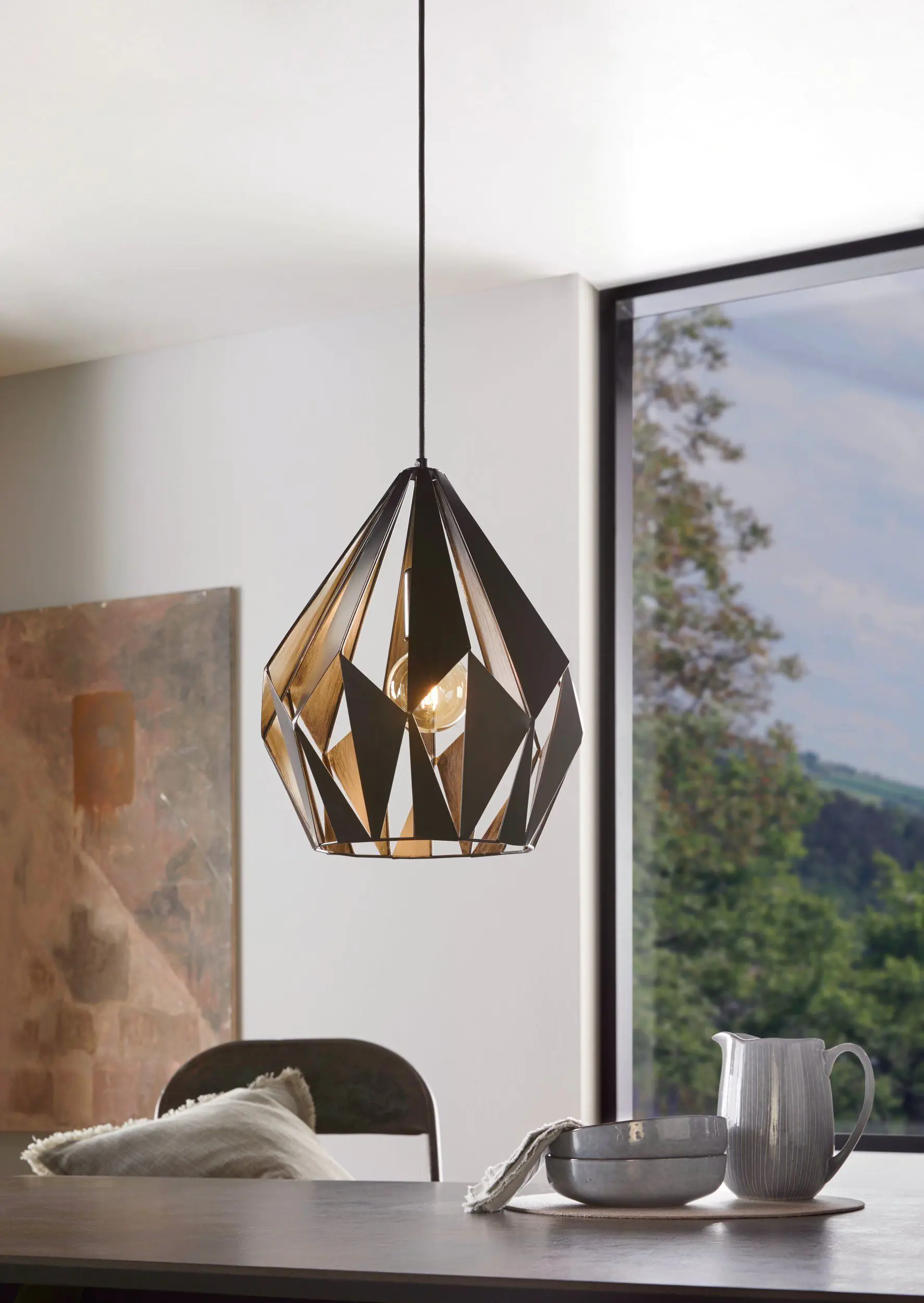 Eglo Pendelleuchte Carlton 1 schwarz-silber Ø 31 cm E27, max. 60 W Eglo Pendelleuchte Carlton 1 schwarz-silber Ø 31 cm E27, max. 60 W