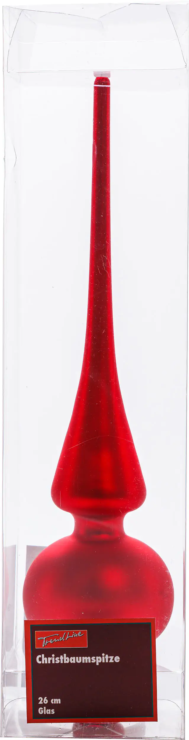 2076601538301_01 TrendLine Christbaumspitze aus Glas 26 cm rot mattiert