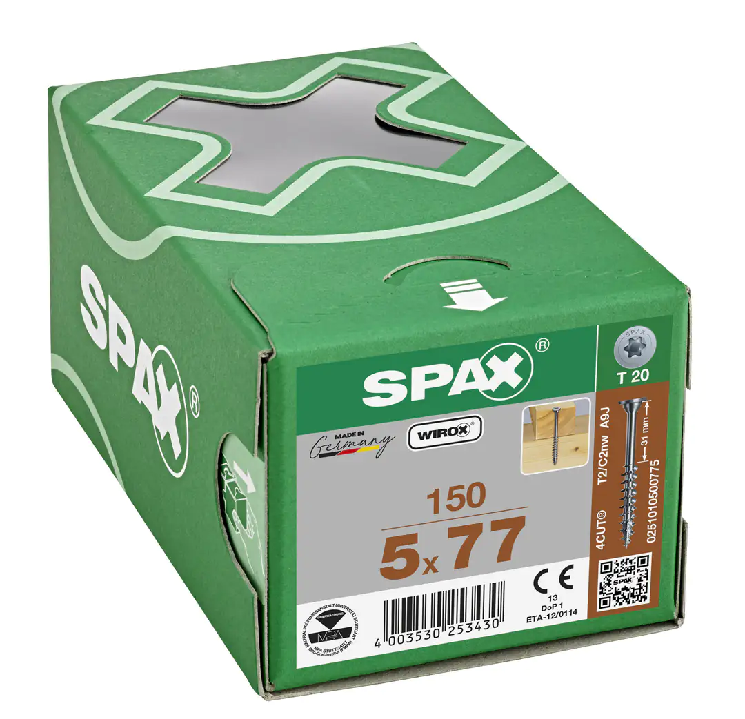 Spax Universalschrauben 5.0 x 77 mm TX 20 - 150 Stk. Spax Universalschrauben 5.0 x 77 mm TX 20 - 150 Stk.