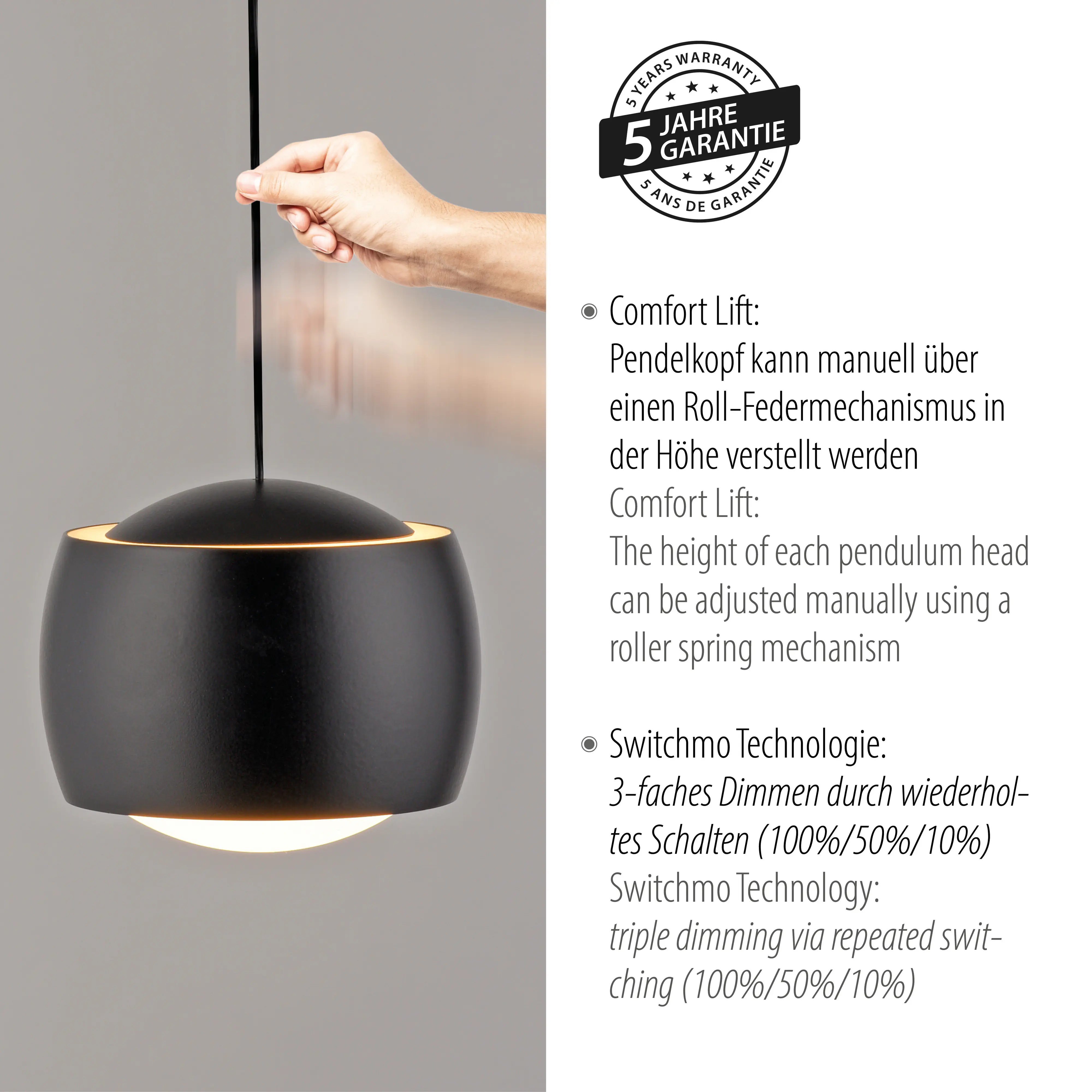 Just Light LED Pendelleuchte Ballini 3 Flammig 220 cm warmweiß