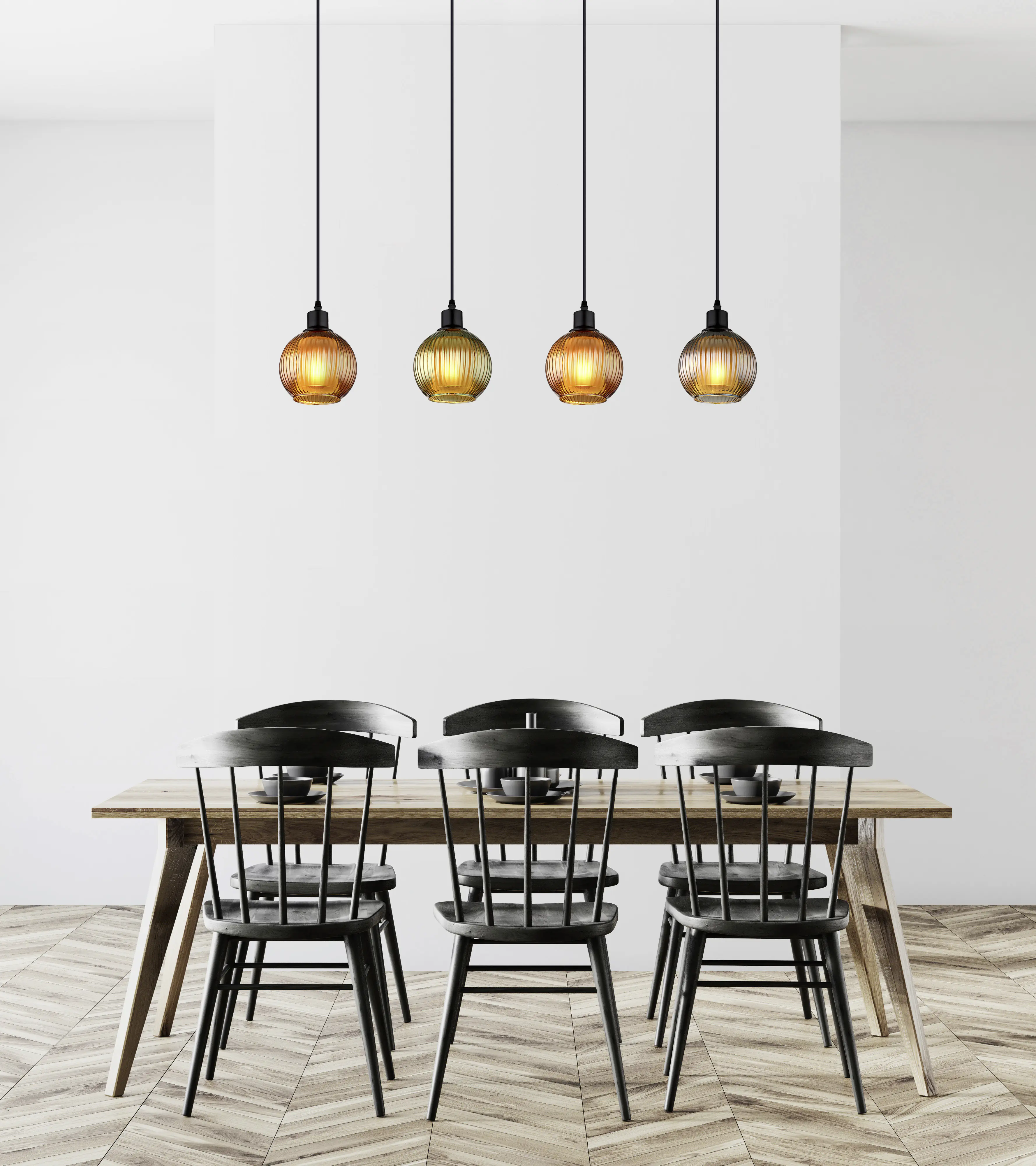 Globo 4er Hängeleuchte Zumba schwarz 90 x 15 x 120 cm E27