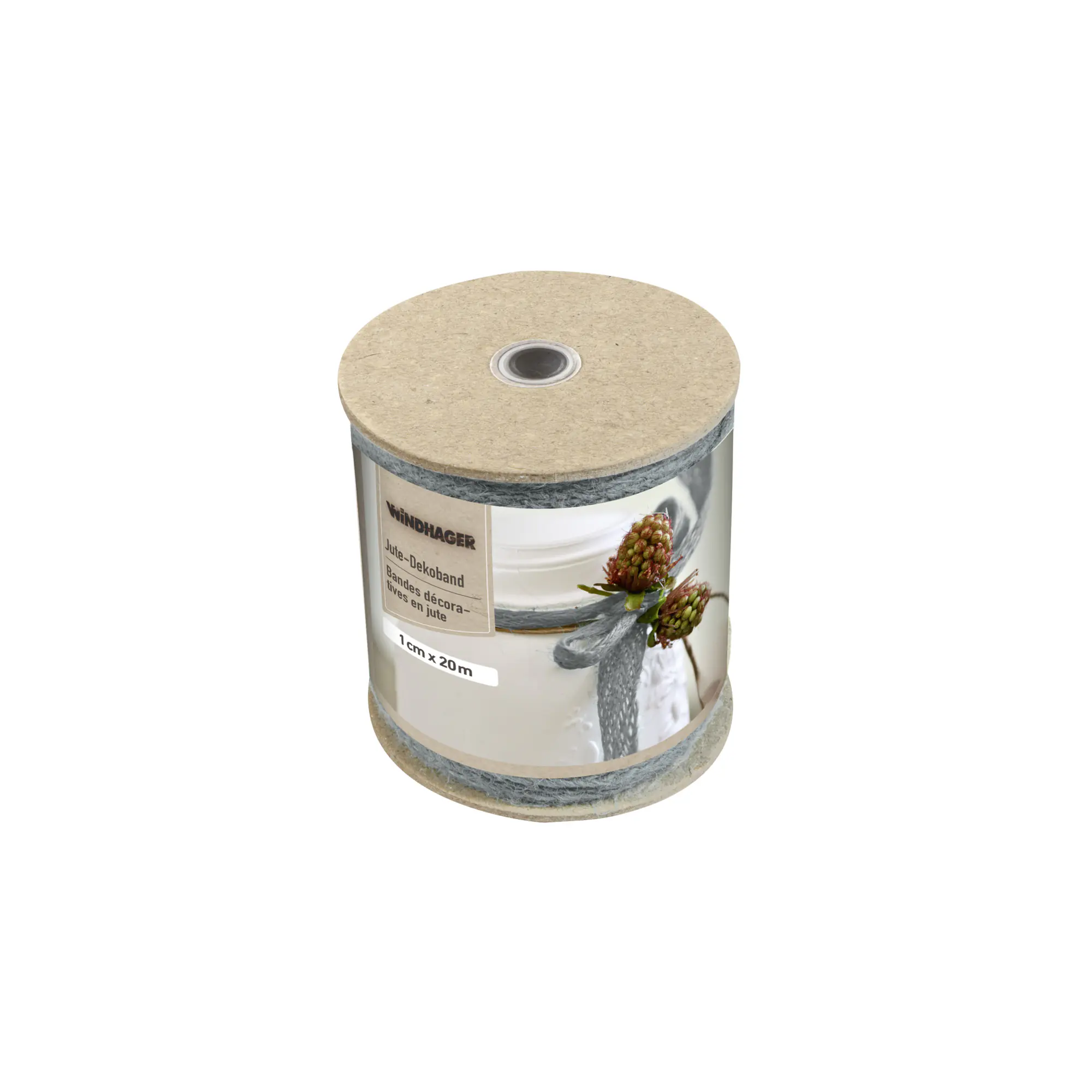 Windhager Jute Deko Band 1 cm x 20 m, grau