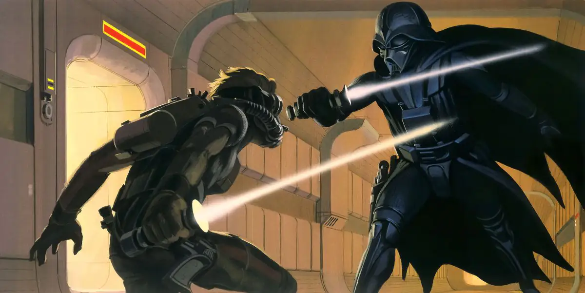 4055065510823 Komar Vlies Fototapete Star Wars Classic Vader vs. Luke 500 x 250 cm