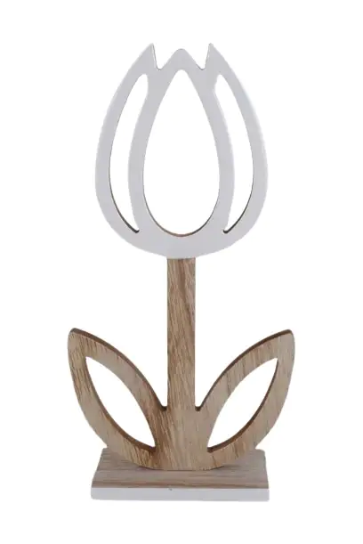 TrendLine Deko Tulpe Holz 29 cm braun weiß TrendLine Deko Tulpe Holz 29 cm braun weiß