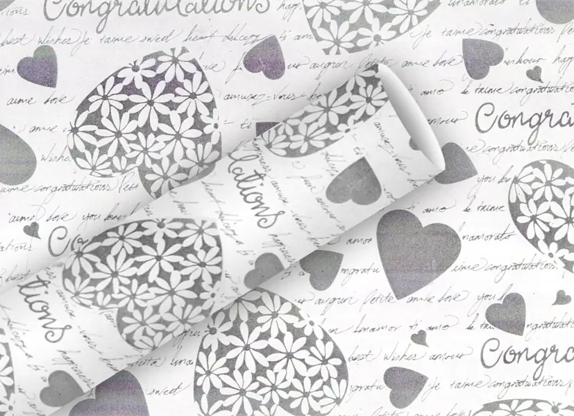 Braun & Company Geschenkpapier Kollektion Elegant Heart 2 m x 70 cm