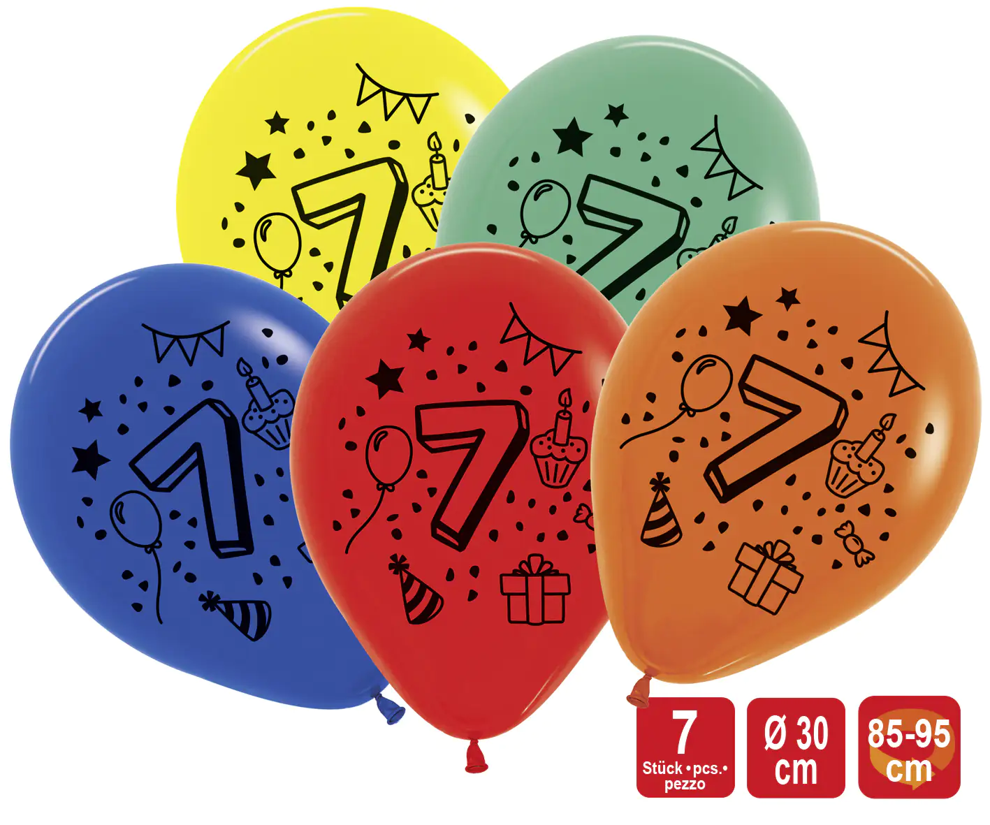 TIB Heyne Luftballon Zahl 7 7 Stück