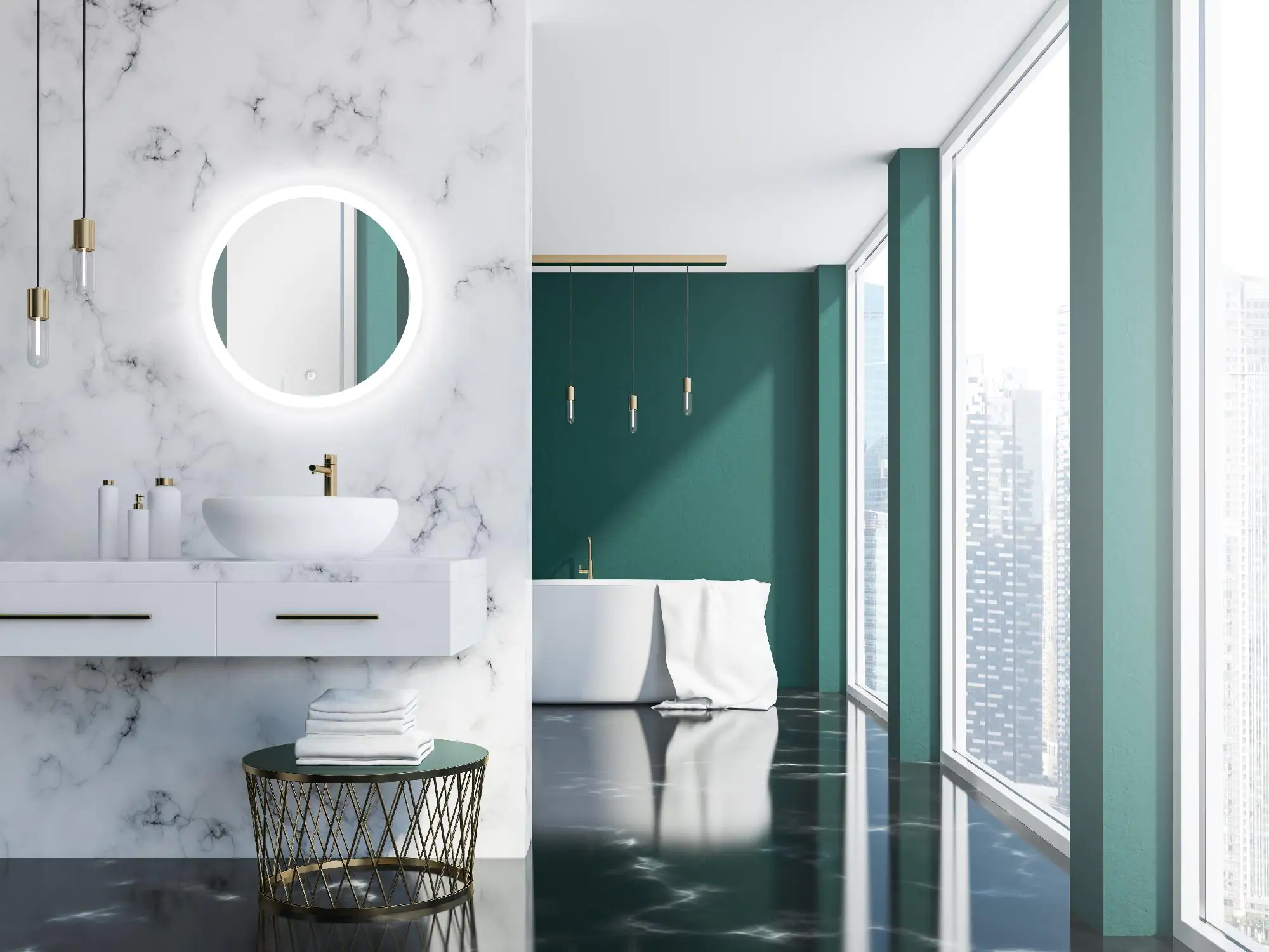 DSK LED Lichtspiegel Silver Lunar Ø59 cm