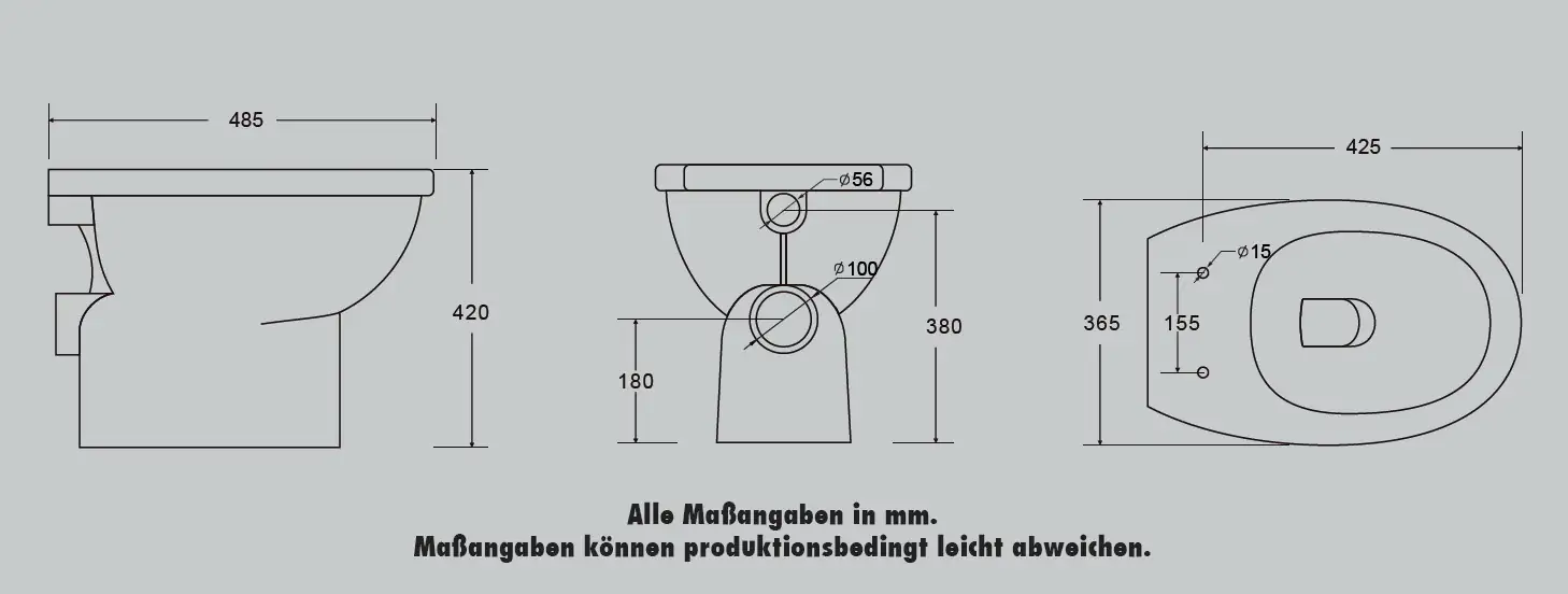 Primaster Stand WC spülrandlos Theta Tiefspüler weiß