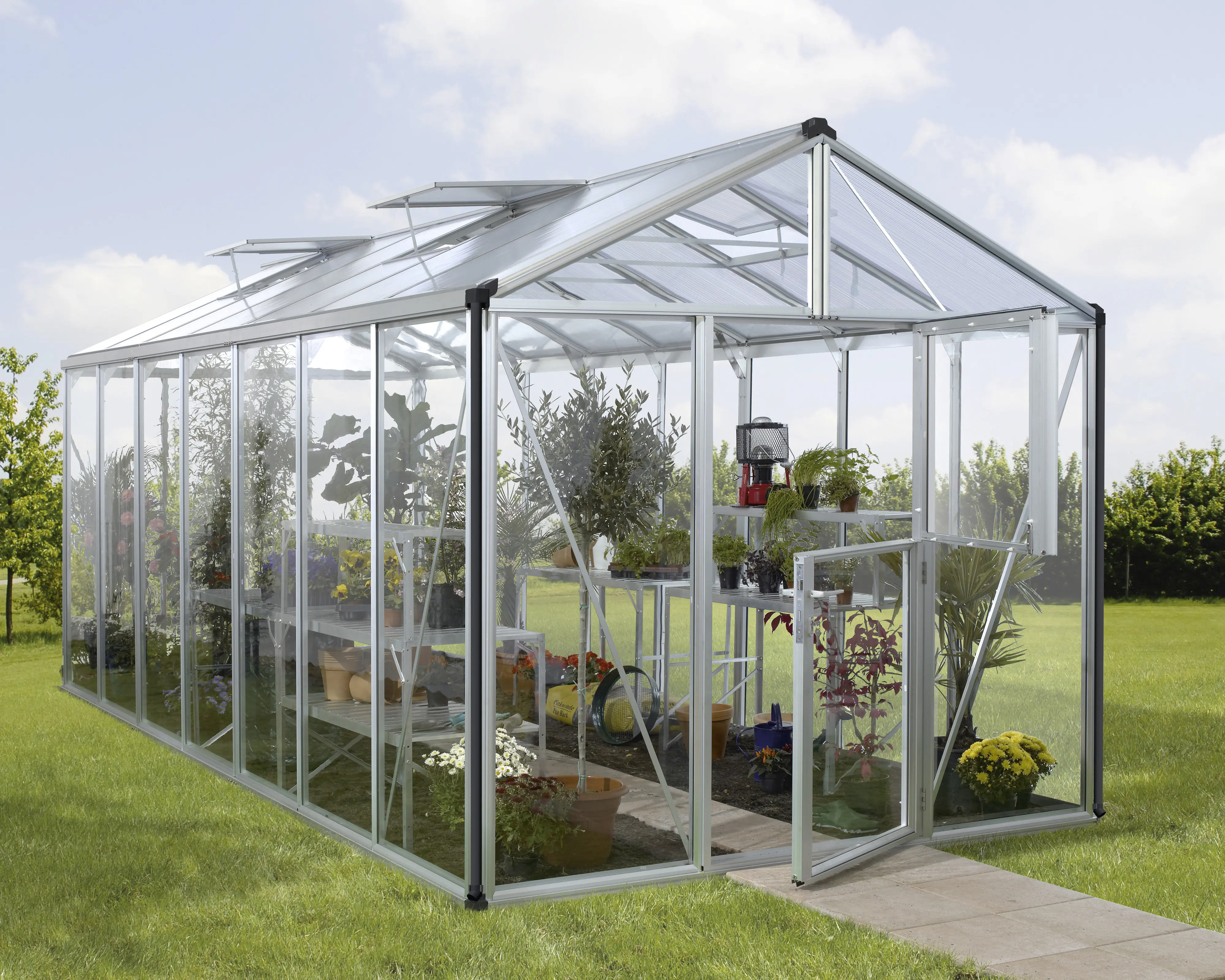 Vitavia Gewächshaus-Set Zeus 13800 ESG/HKP alu 266 x 547 cm 