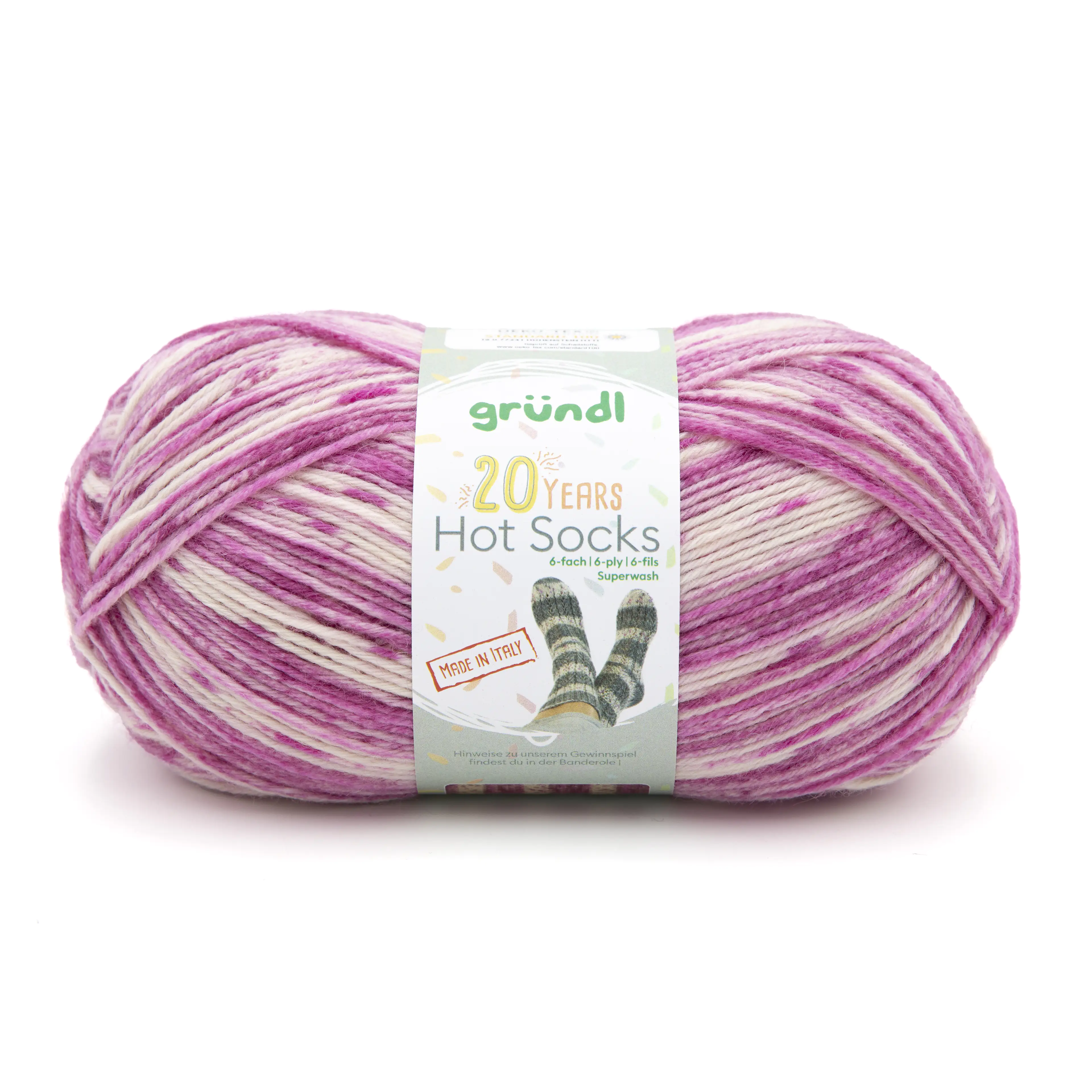 Gründl Sockenwolle Hot Socks 150 g 6-fach orchidee-himbeer-malve-weiß Gründl Sockenwolle Hot Socks 150 g 6-fach orchidee-himbeer-malve-weiß