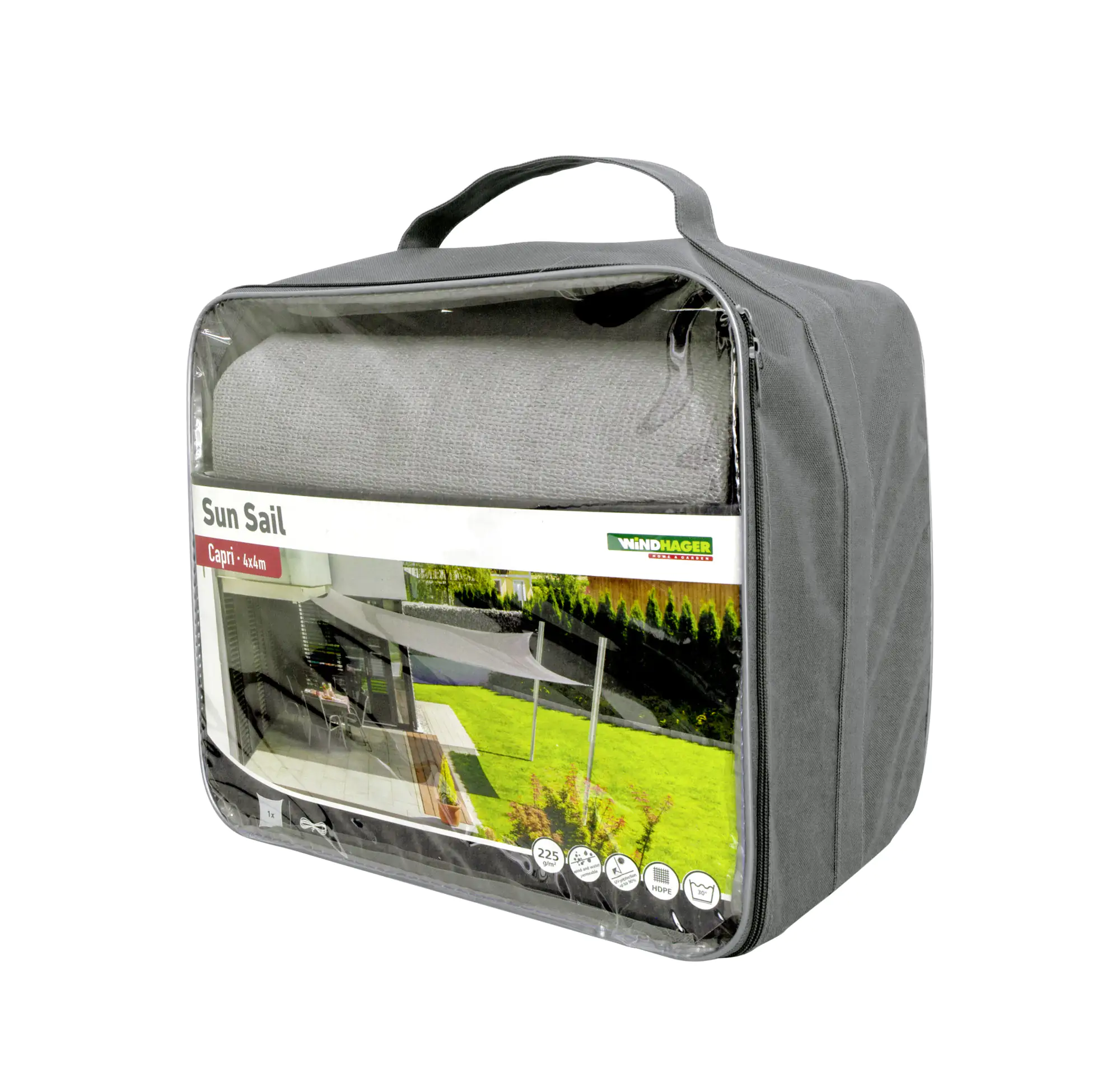 9003117107557_1 Windhager Sonnensegel Capri grau 4 x 4 m