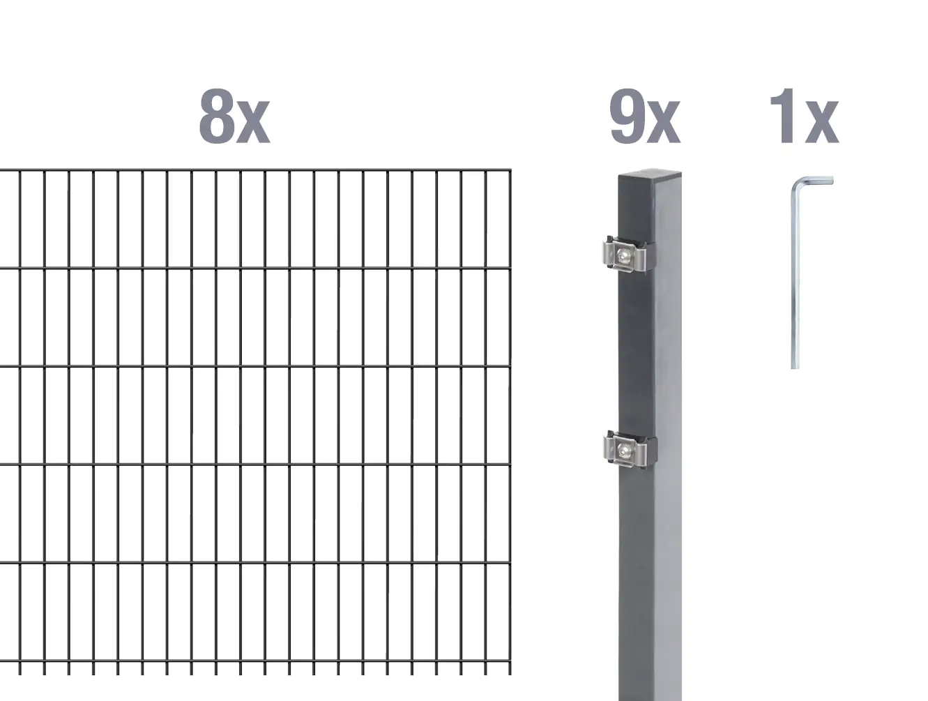 Alberts Doppelstabmatten-Grundset 16 m 200 x 140 cm 6/5/6 anthrazit Alberts Doppelstabmatten-Grundset 16 m 200 x 140 cm 6/5/6 anthrazit