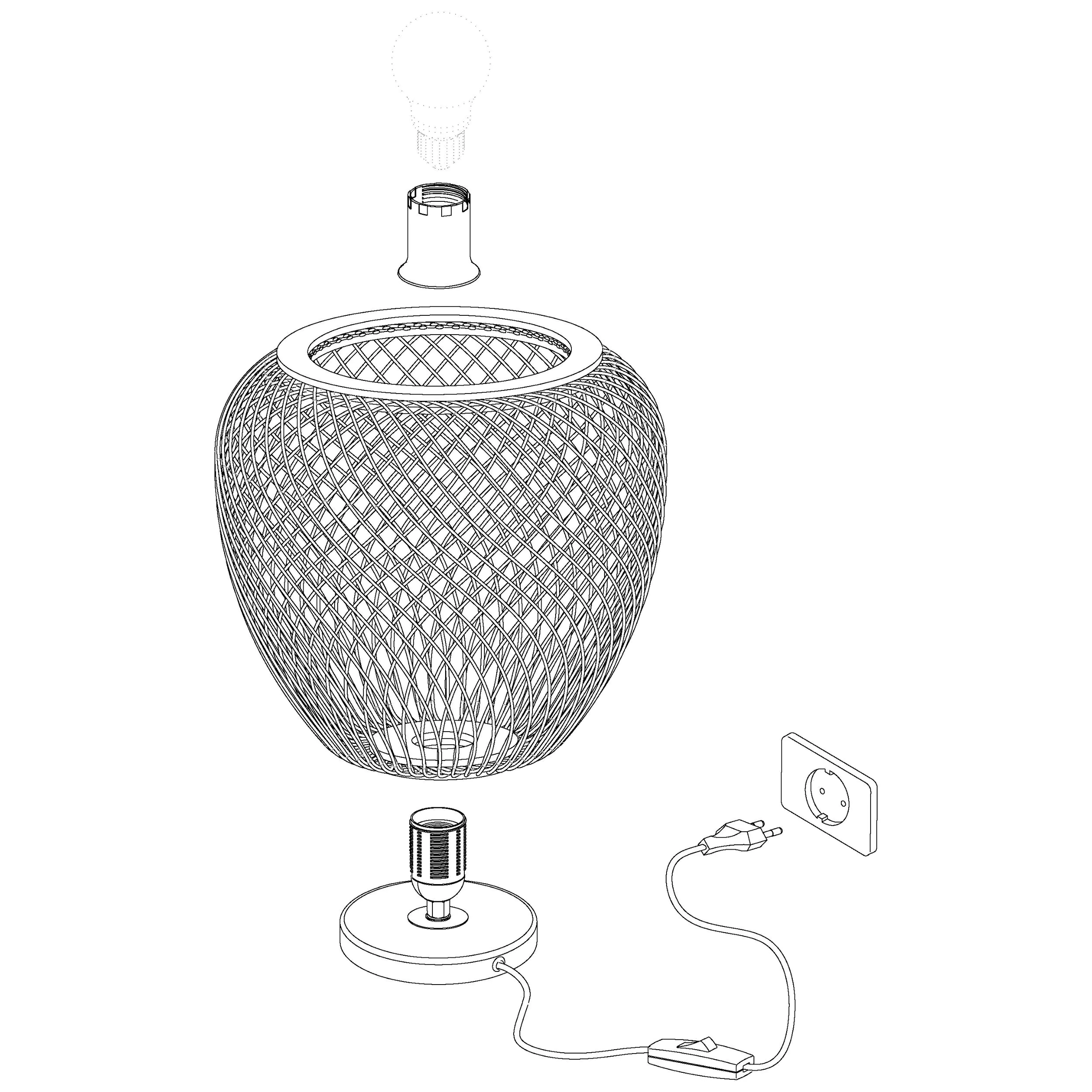 Eglo Tischleuchte Dembleby natur 25 x 20 cm E27 Eglo Tischleuchte Dembleby natur 25 x 20 cm E27
