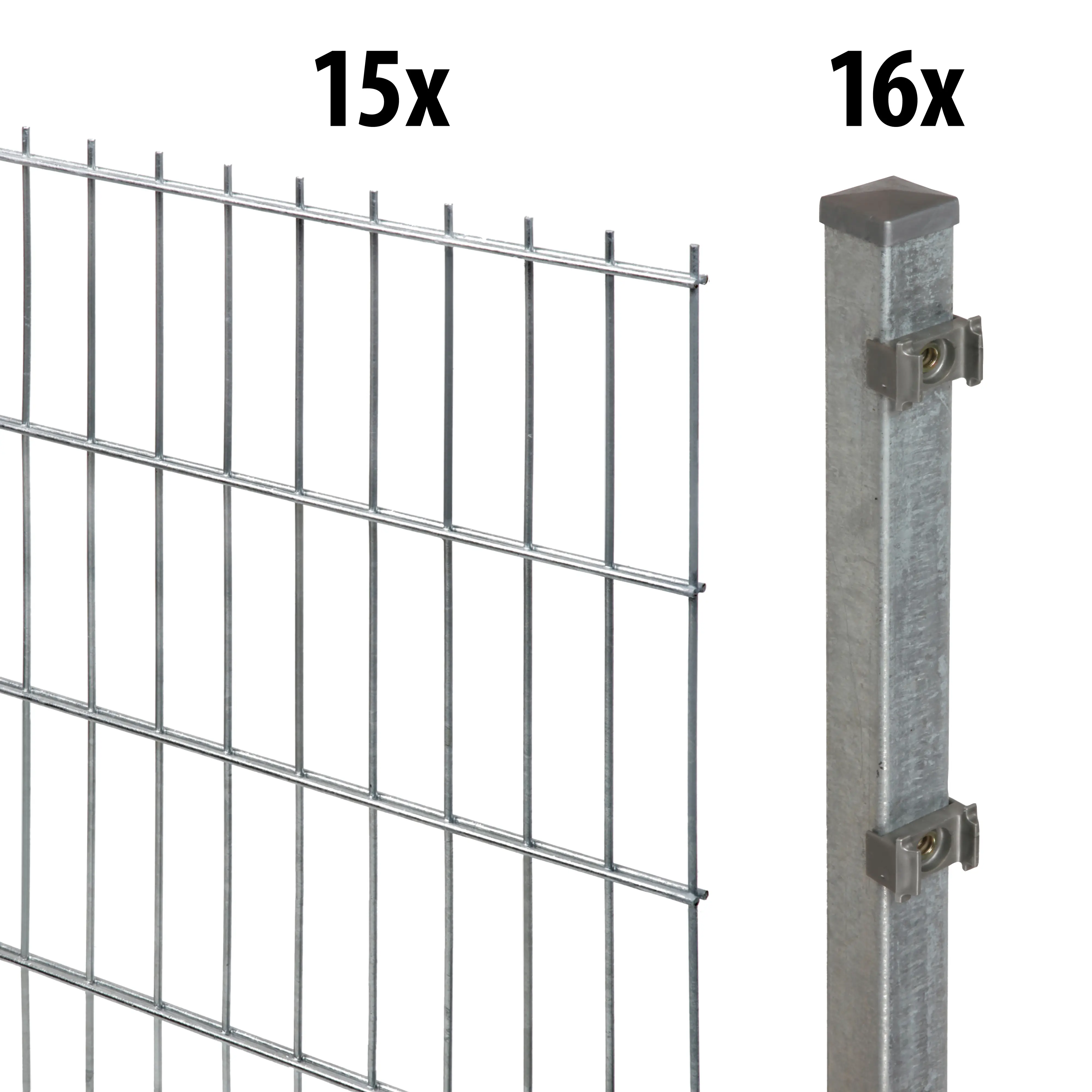 Floraworld Doppelstabmatten-Zaun Set 30 m 201 x 163 cm inkl. 16 Pfosten 220 cm feuerverzinkt