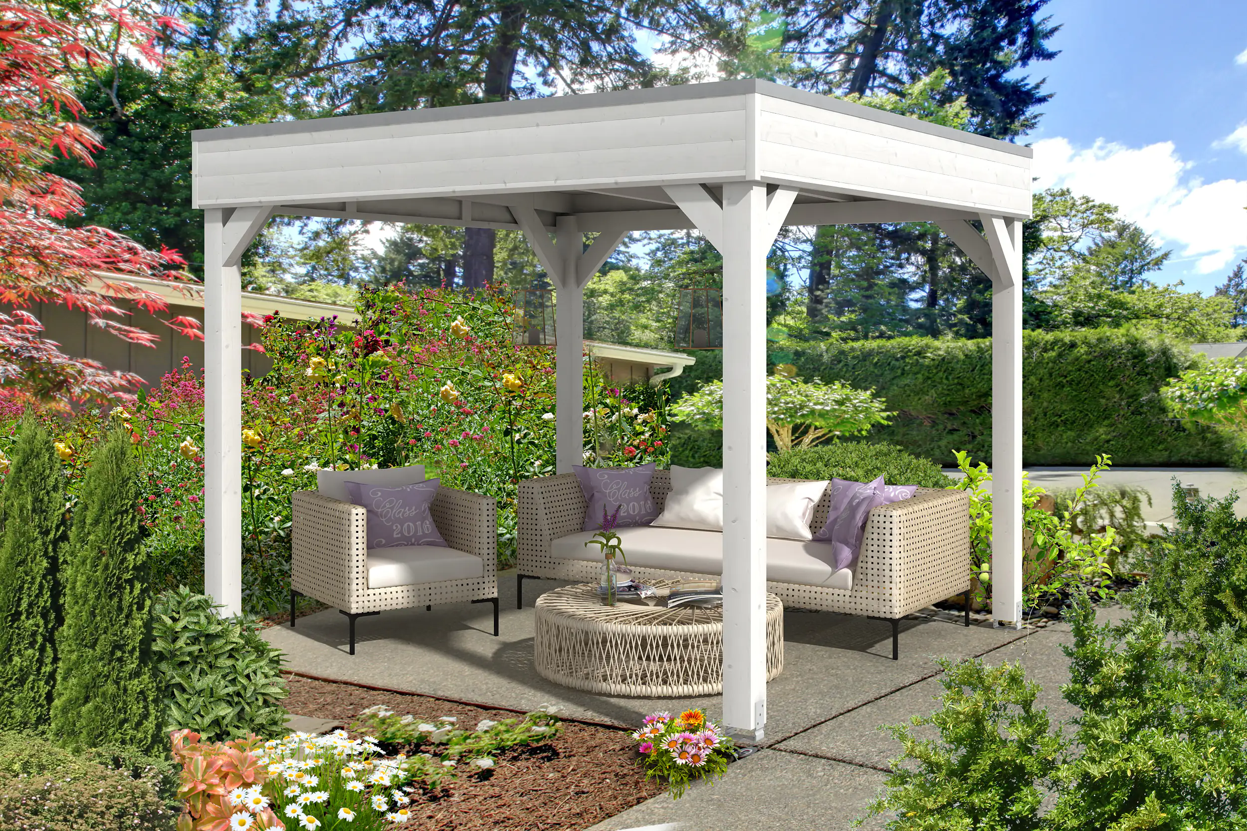 4018211006496 SKAN HOLZ Pavillon Toulouse 302 x 302 cm, weiss