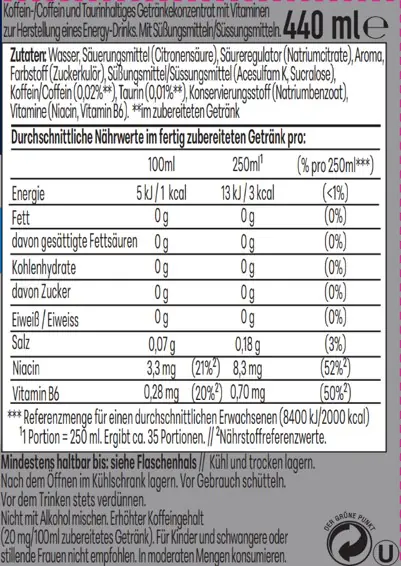 Sodastream Drink Mix Sirup Energy Drink Zero 440 ml
