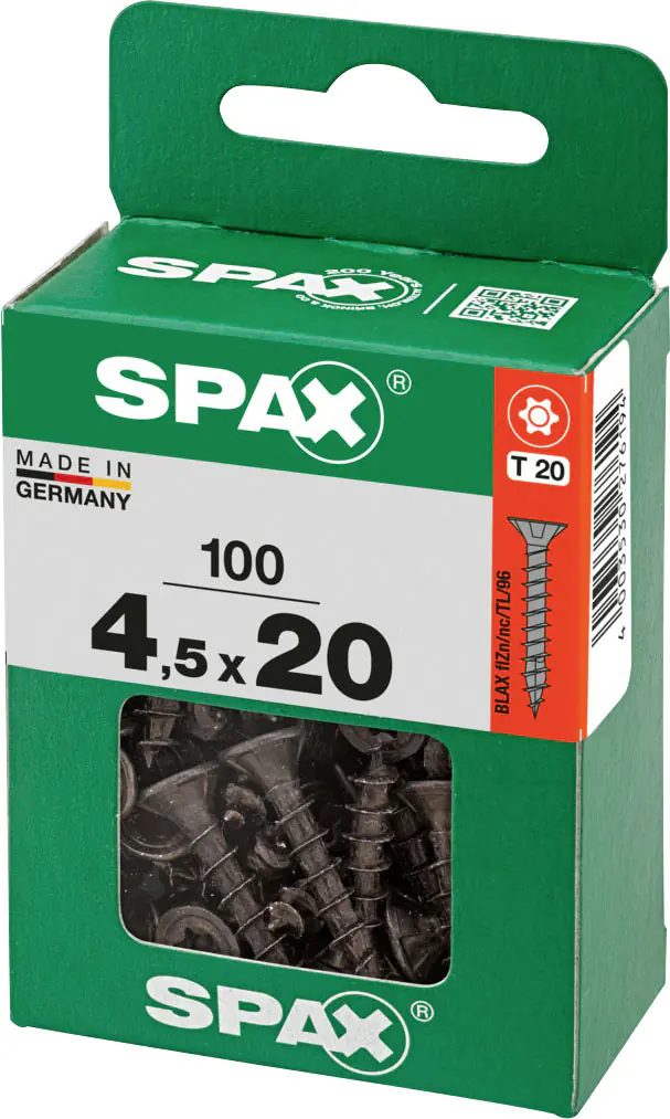 Spax Universalschrauben 4,5 x 20 mm T20 Vollgewinde - 100 Stk. 