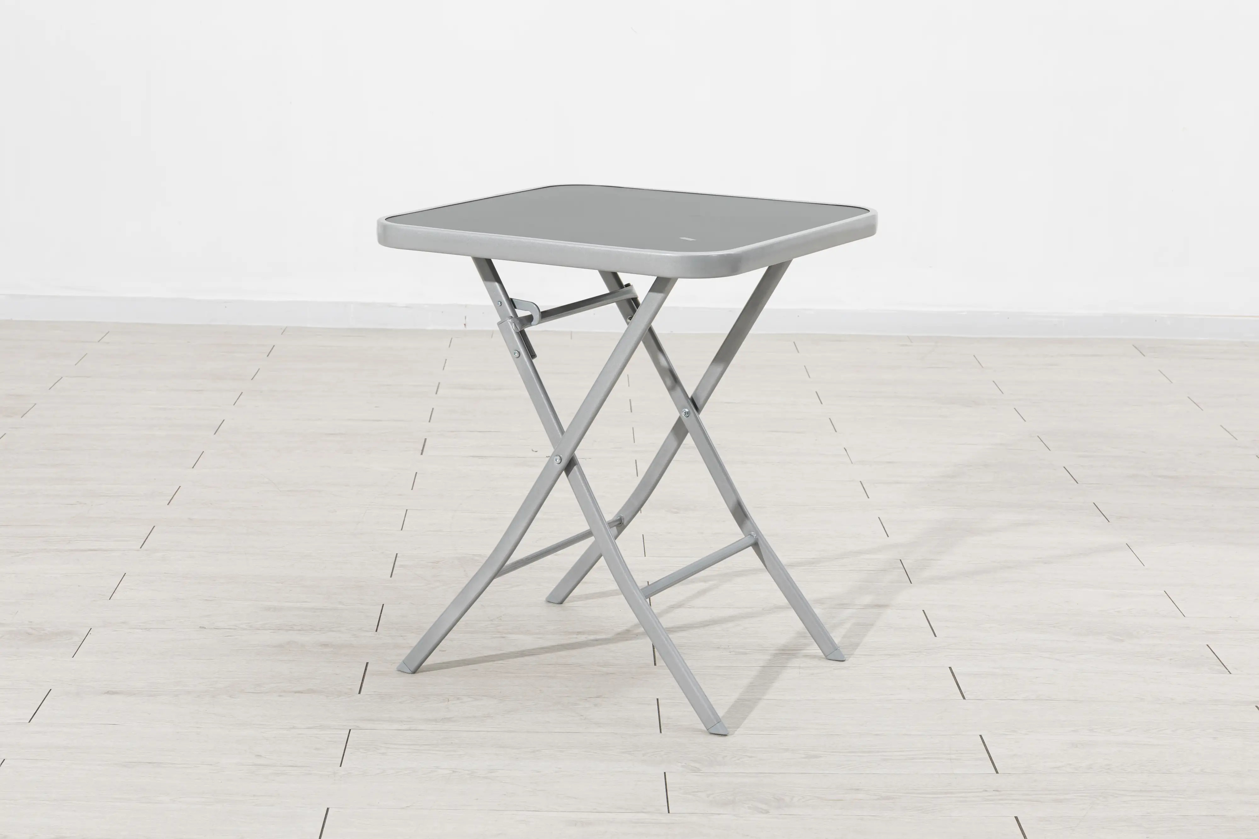 TrendLine Glastisch Terni 60 x 60 x 71 cm, quadratisch, silber, grau