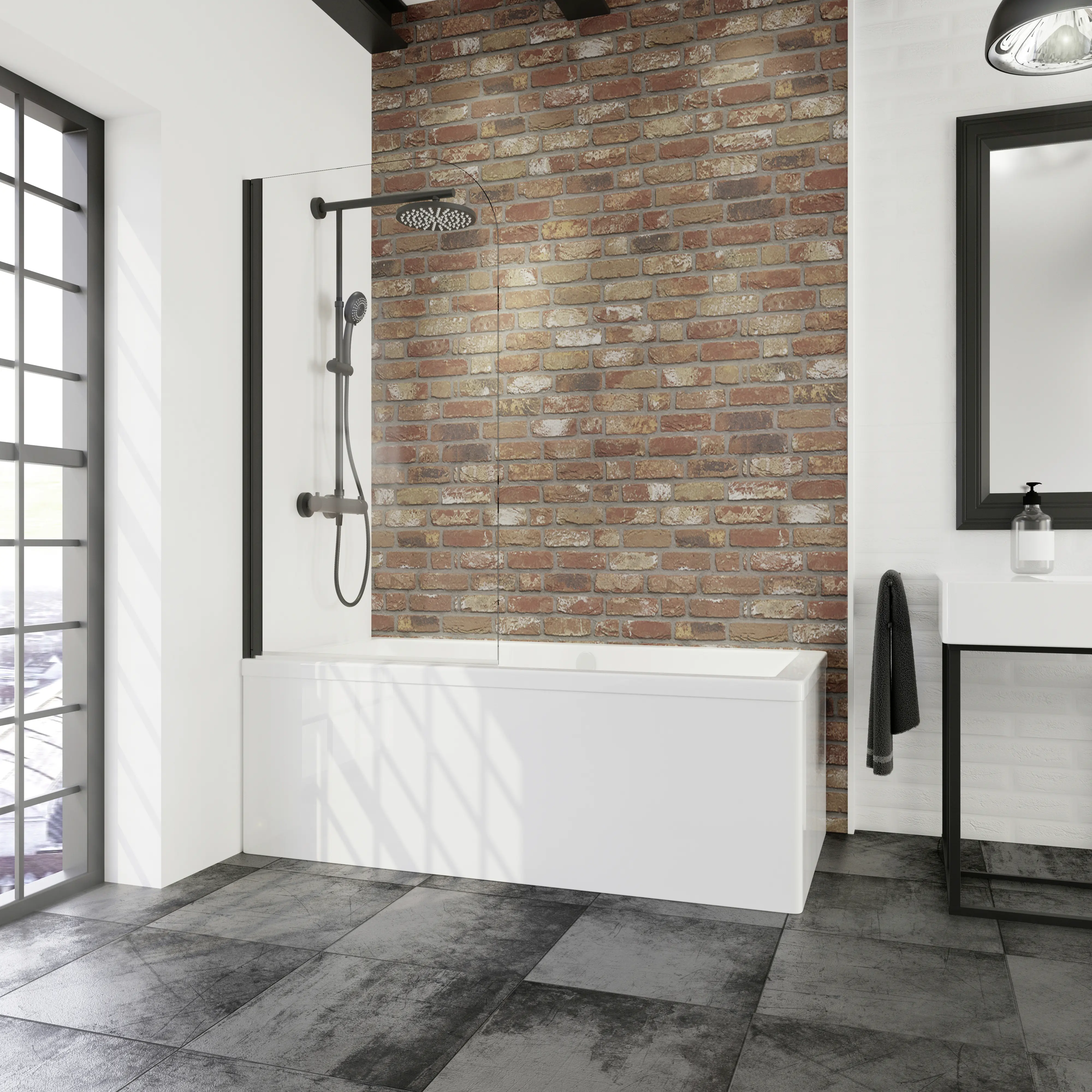 Schulte Badewannenaufsatz 1-teilig 80 x 140 cm mattschwarz Klar-hell