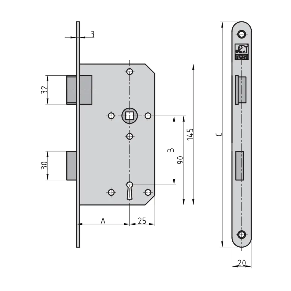 Basi Einsteckschloss 9220-5528 BB