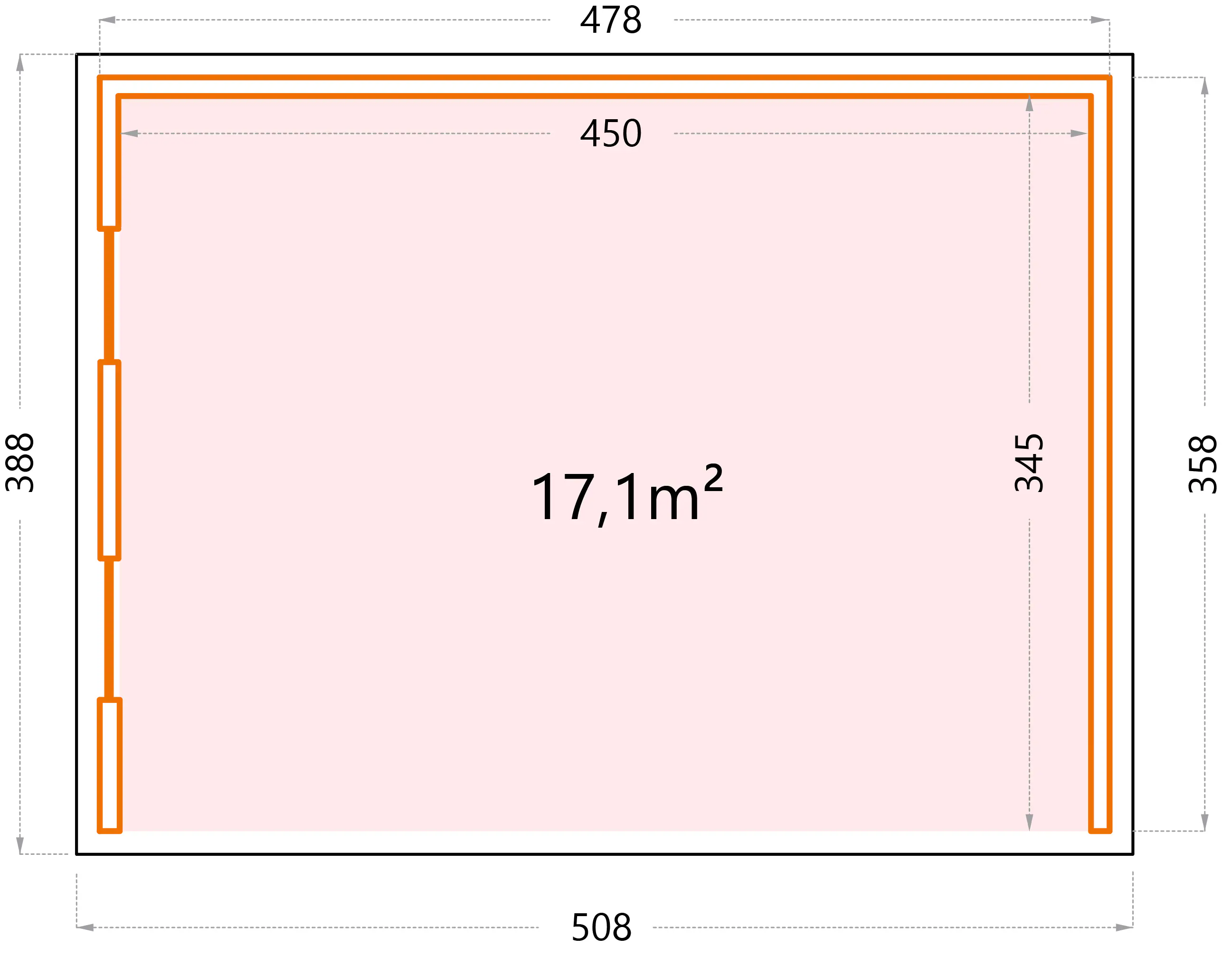 Telluria Pavillon Singolo 4836 mit Fenstern weiß 478 x 358 cm