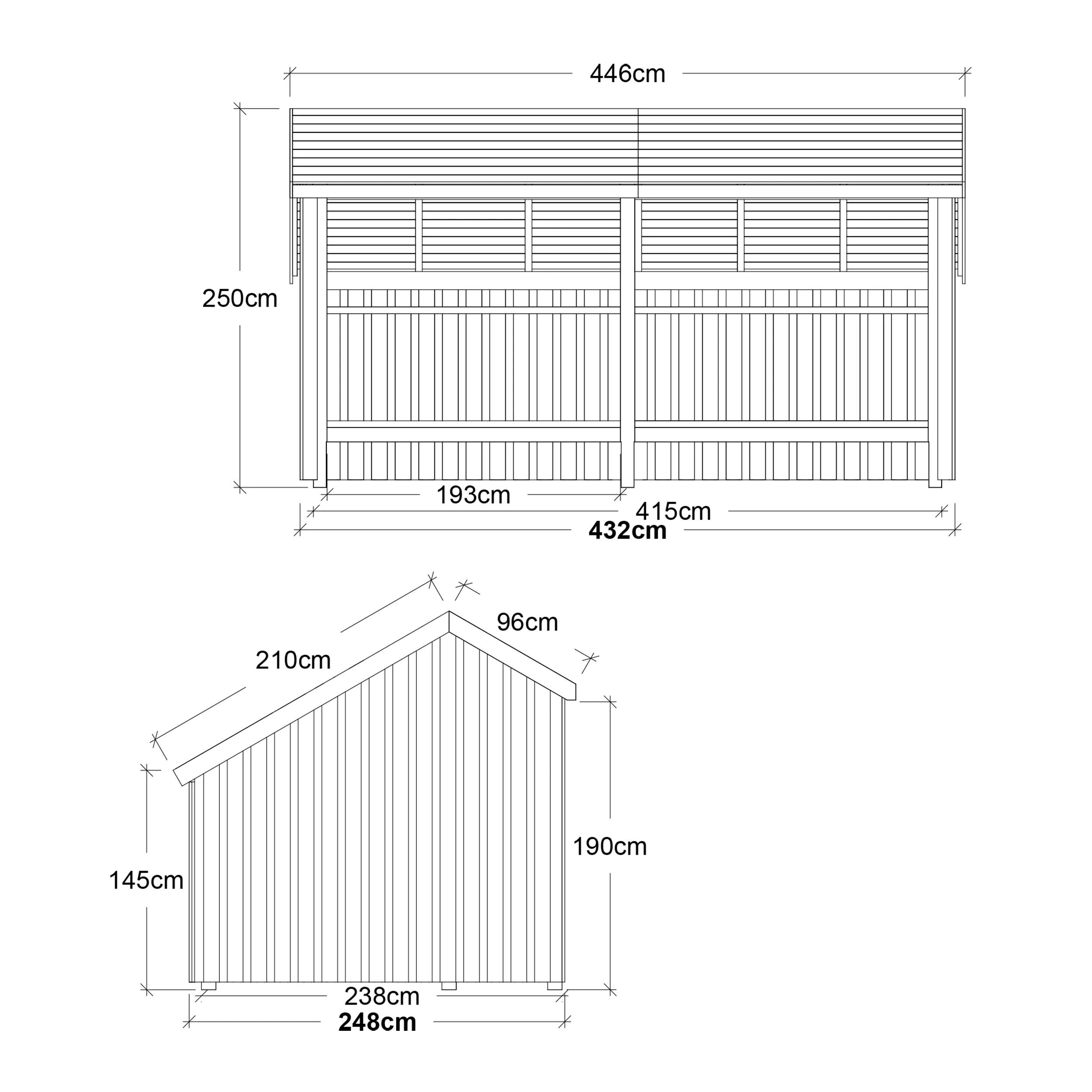 Plus Gartenhaus Multi 2 Module 445 x 258 cm natur