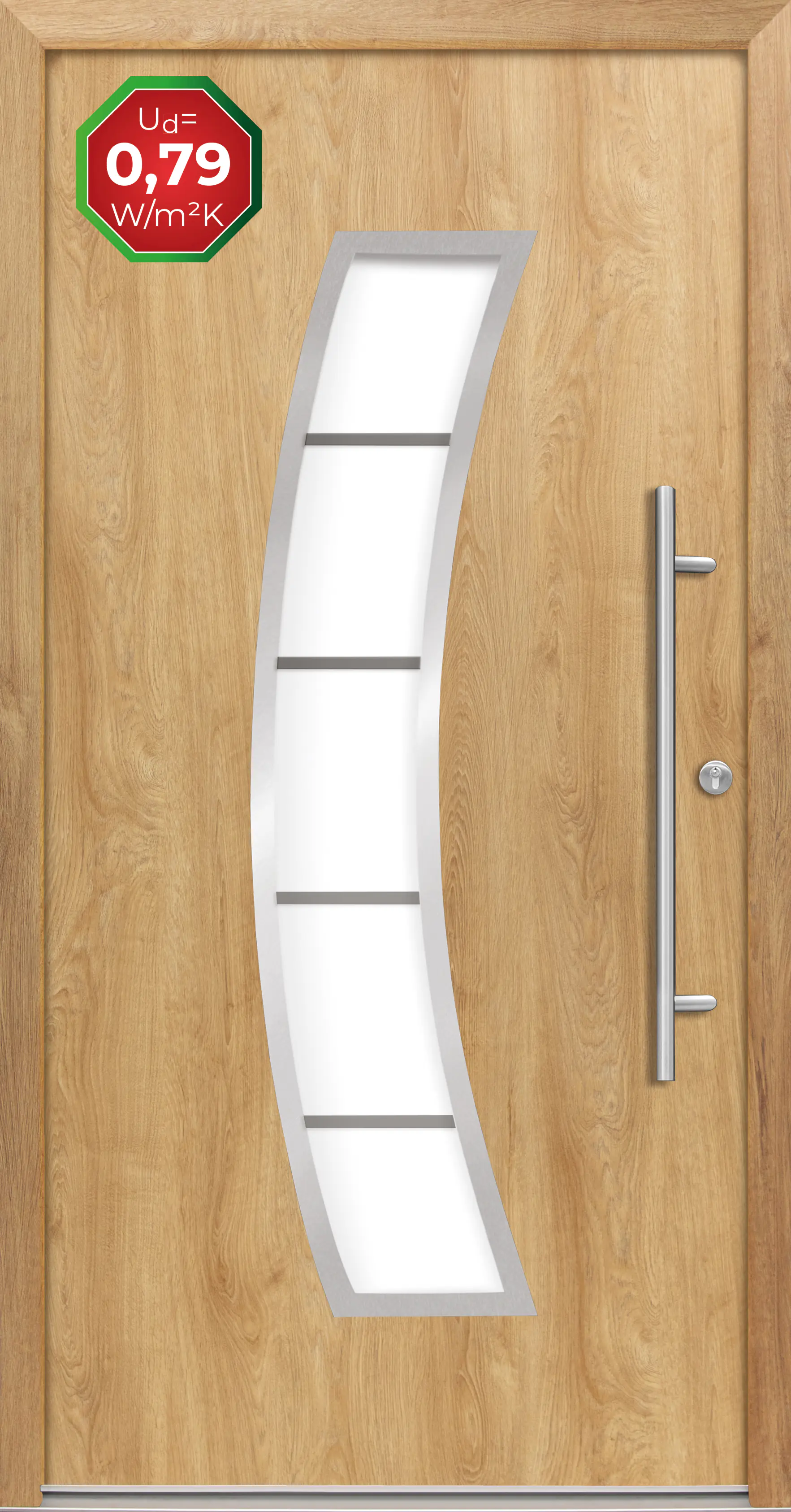 Splendoor Haustür Passivedoor Premium P14 Eiche Natur DIN Rechts 100 x 210 cm