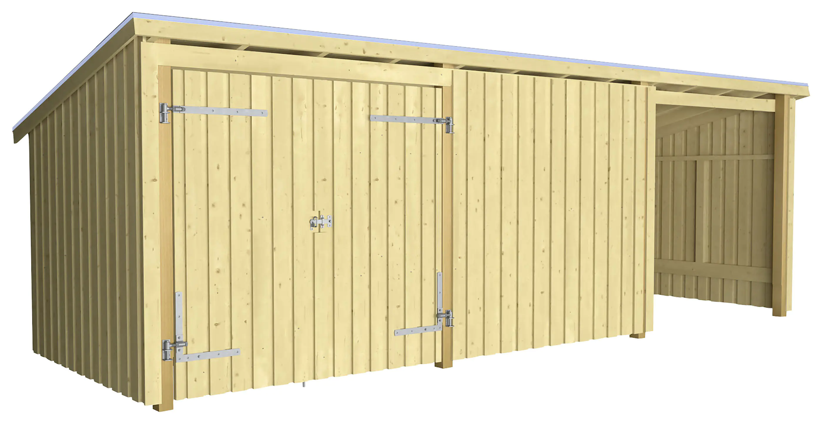 Plus Gartenhaus Nordic Multi 619 x 208 cm natur mit Doppeltür, Dachpappe Plus Gartenhaus Nordic Multi 619 x 208 cm natur mit Doppeltür, Dachpappe