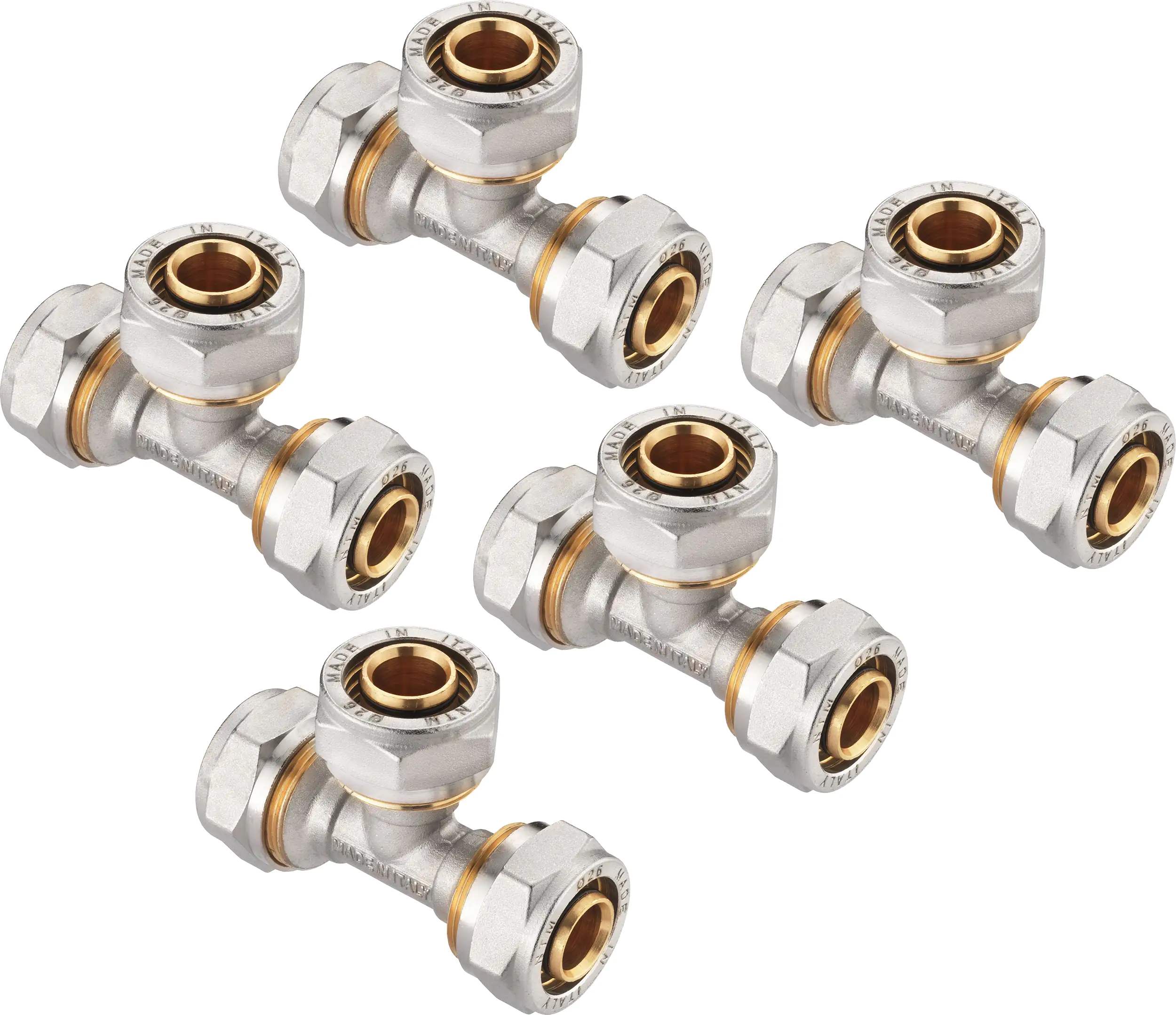 4035300864010_01 Cornat Schraub-T-Stück komplett ø 16 mm Messing vernickelt 5er-Pack