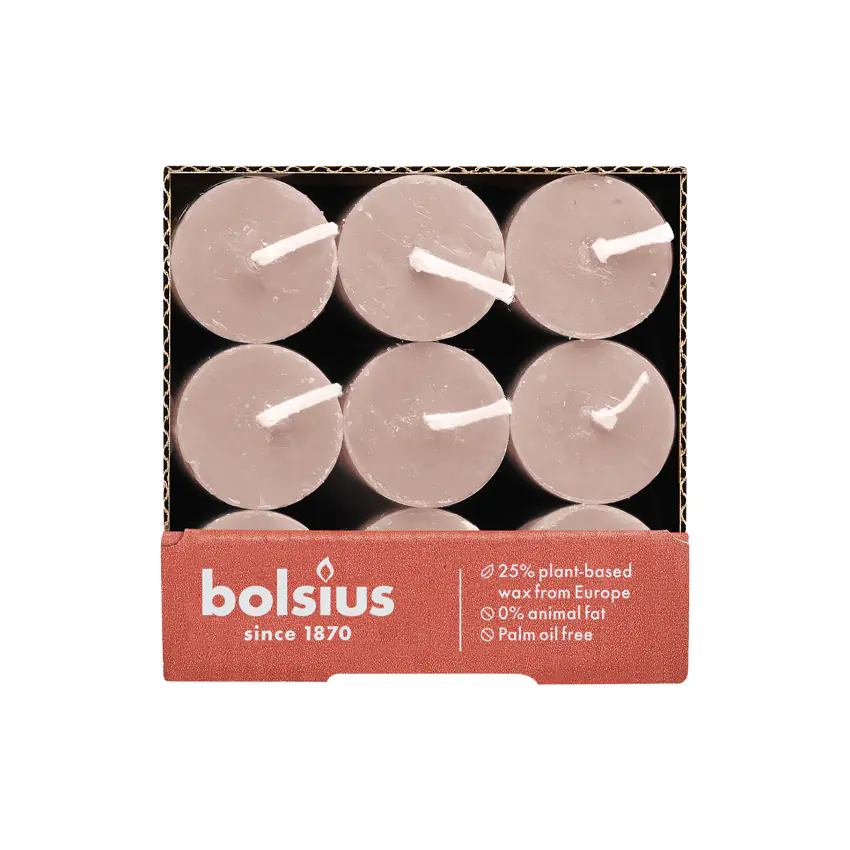Bolsius Rustik Haushaltskerzen 270/23 mm Nebliges Rosa