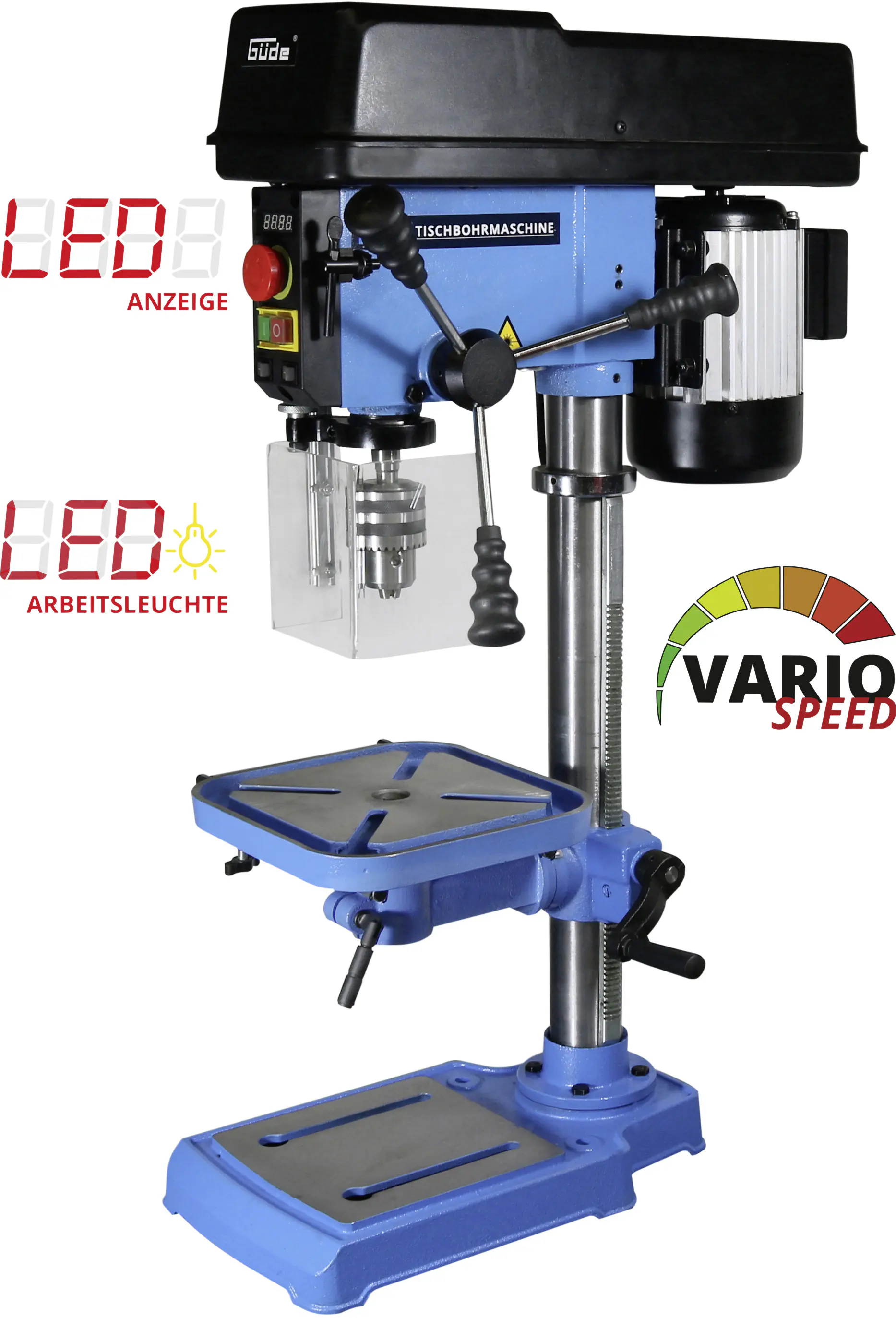 Güde Tischbohrmaschine GTB 16/500 Vario 500 W Digitaldisplay Laser