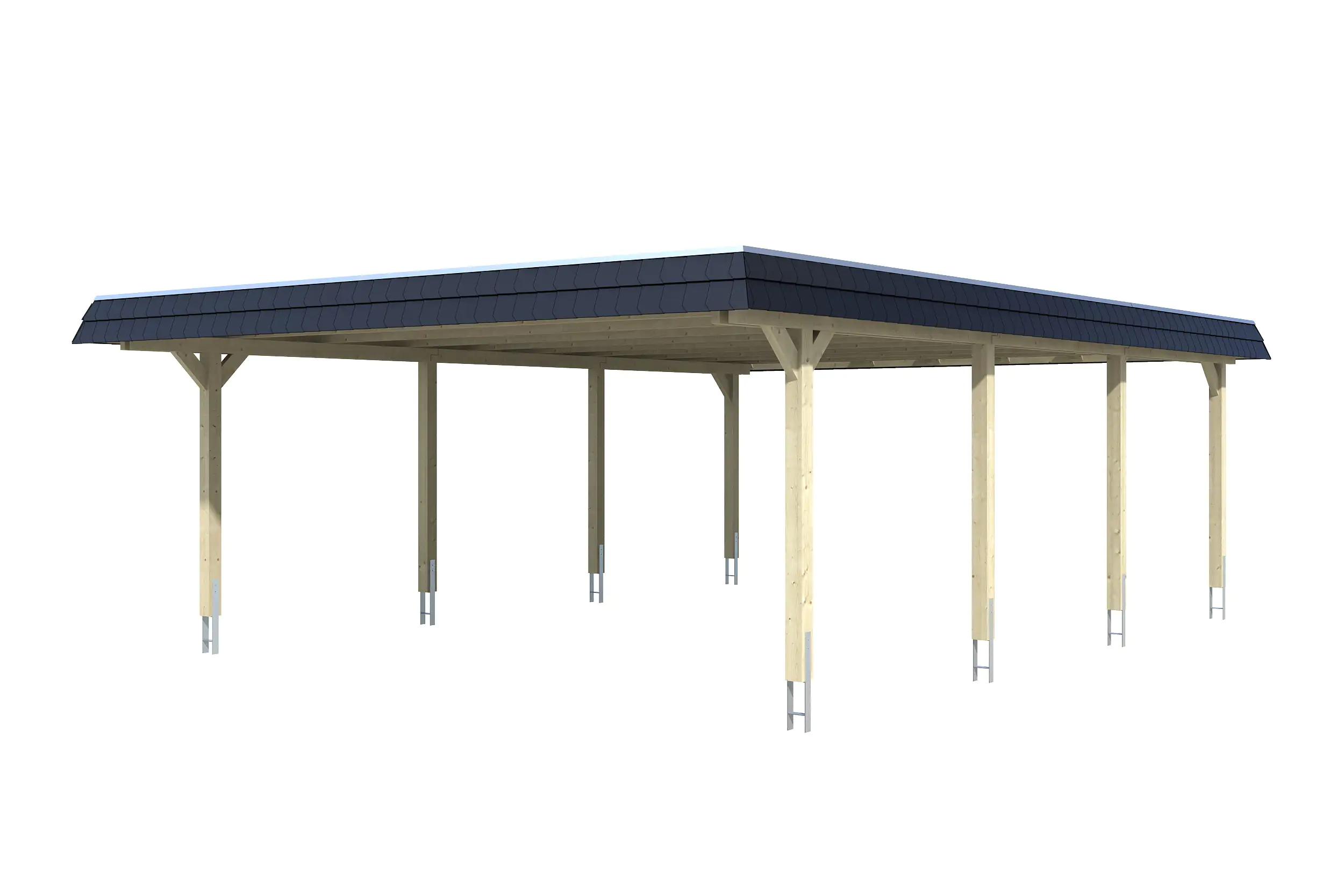 SKAN HOLZ Carport Wendland 630 x 879 cm mit Aluminiumdach, schwarze Blende